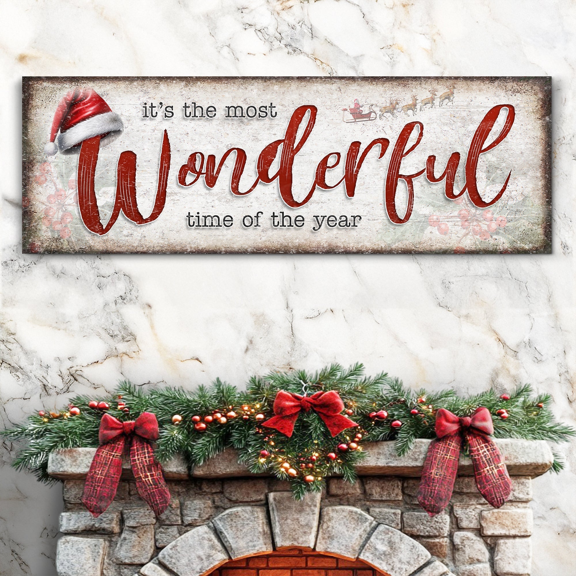 It's The Most Wonderful Time Of The Year Christmas Sign III on sale at MyriadMart