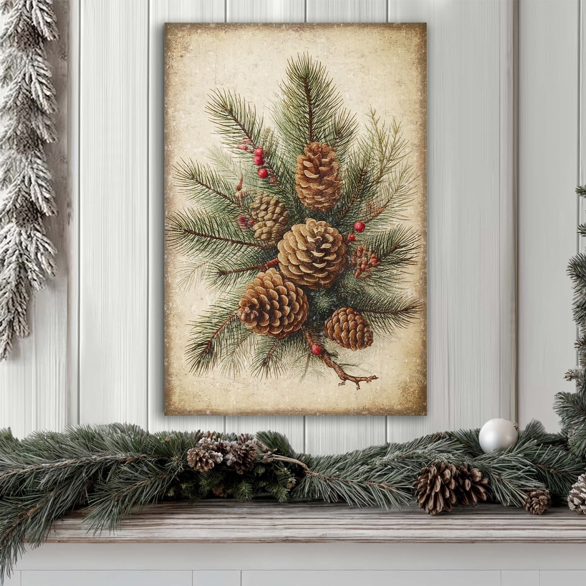 Vintage Winter Pine Cone Christmas Wall Art III on sale at MyriadMart