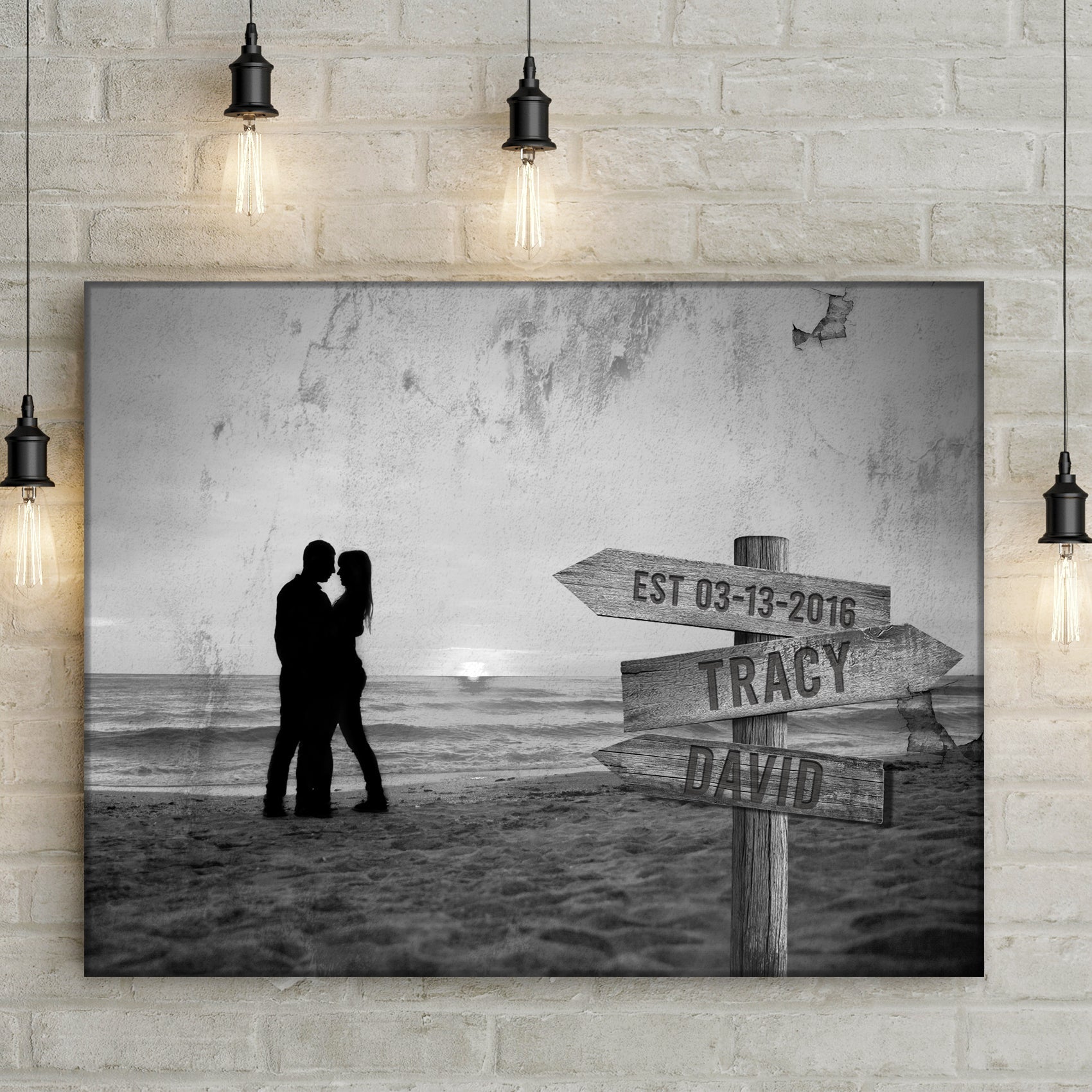 Monochrome Sunset Couple Sign on sale at MyriadMart