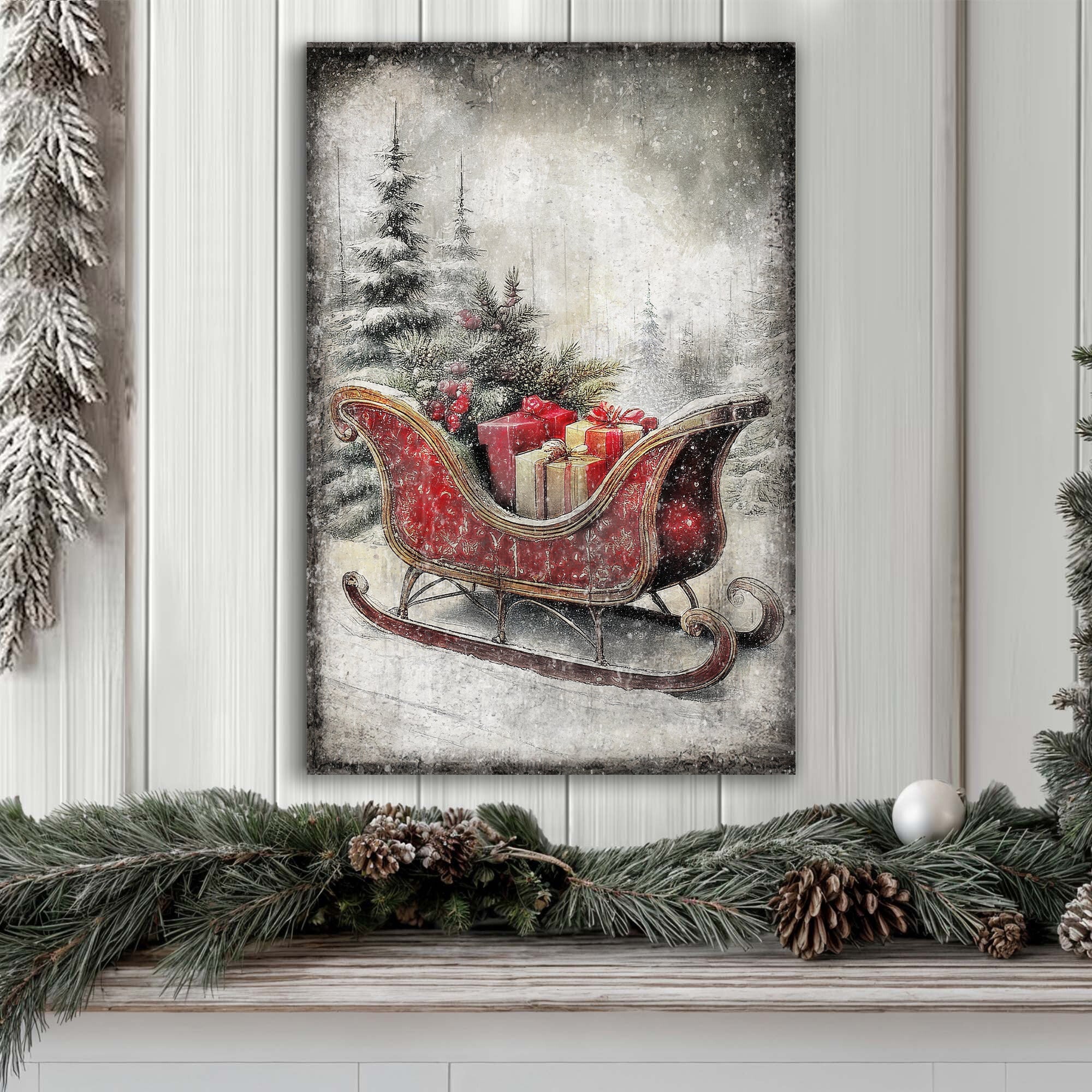 Vintage Christmas Sleigh Sled Wall Art VI on sale at MyriadMart