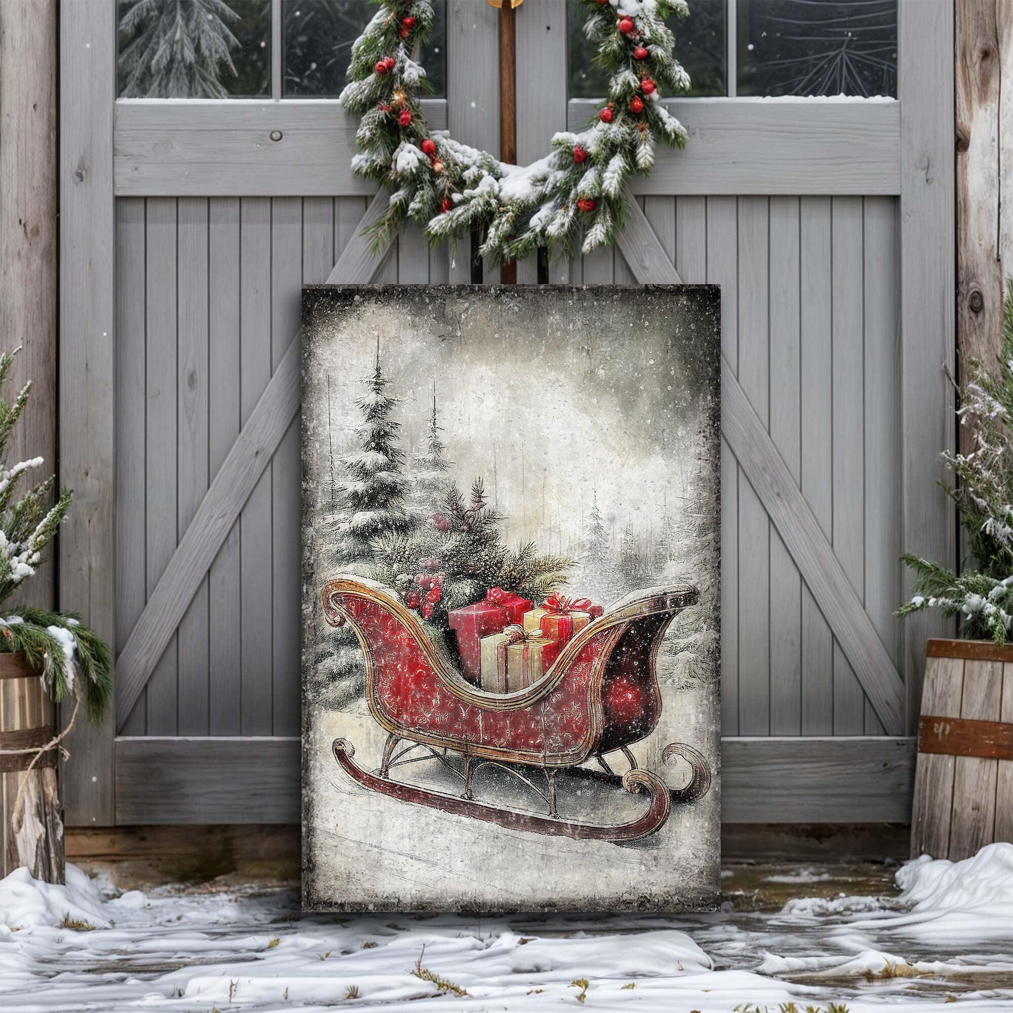 Vintage Christmas Sleigh Sled Wall Art VI on sale at MyriadMart