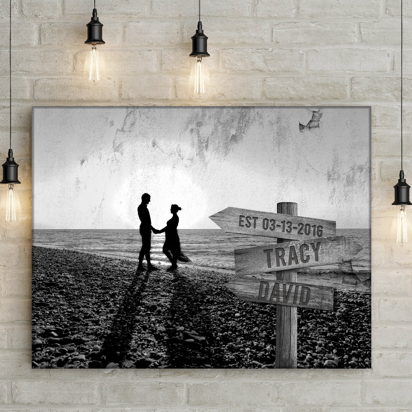 Monochrome Sunset Couple Sign on sale at MyriadMart
