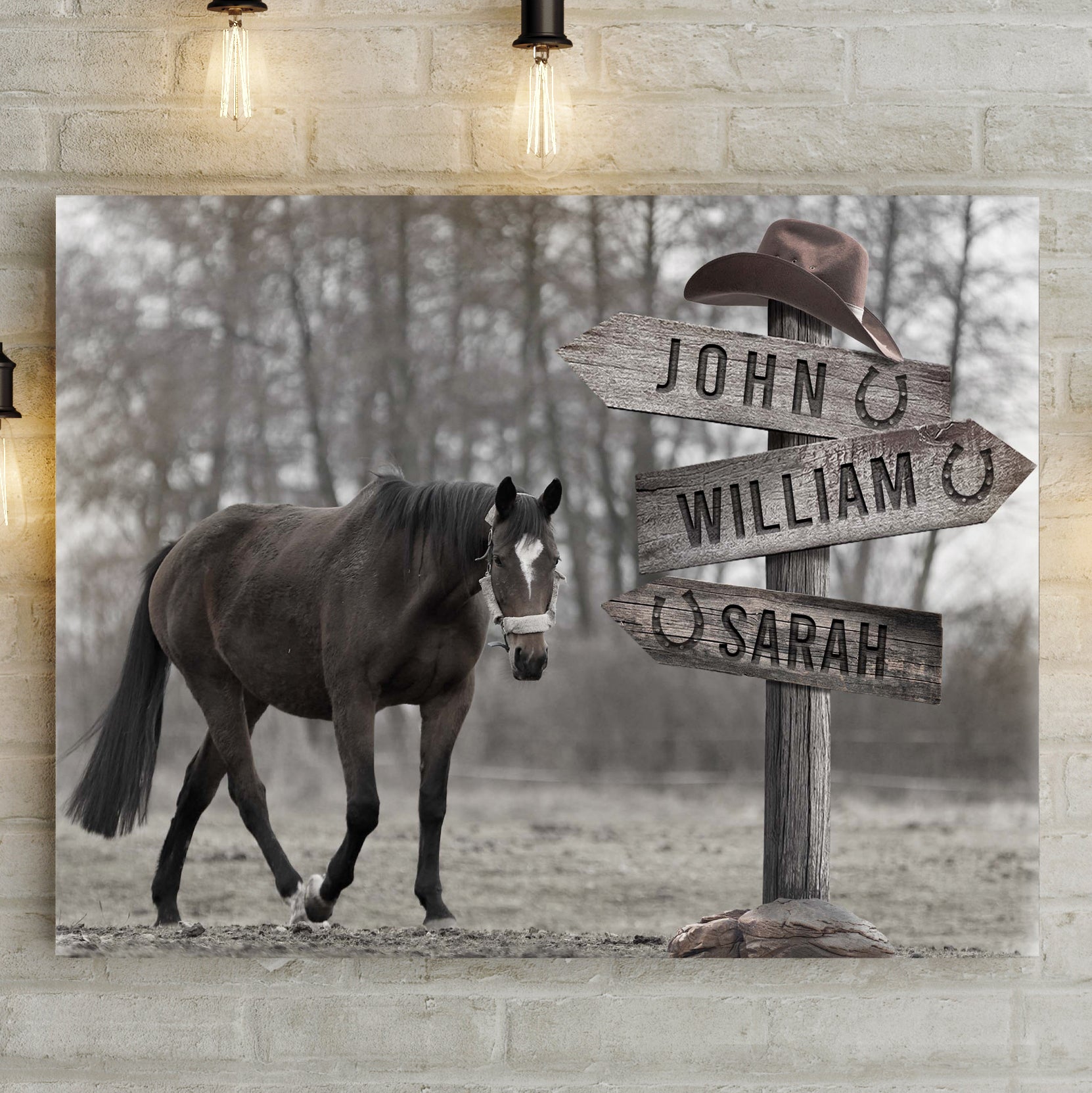 Snow Horses Vintage Name Sign on sale at MyriadMart