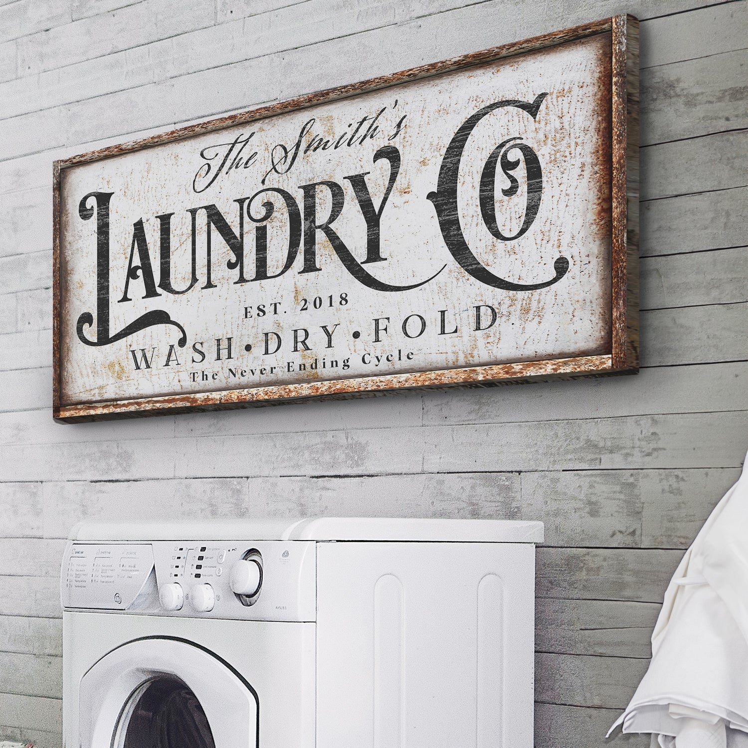 The Never Ending Cycle Laundry Sign on sale at MyriadMart