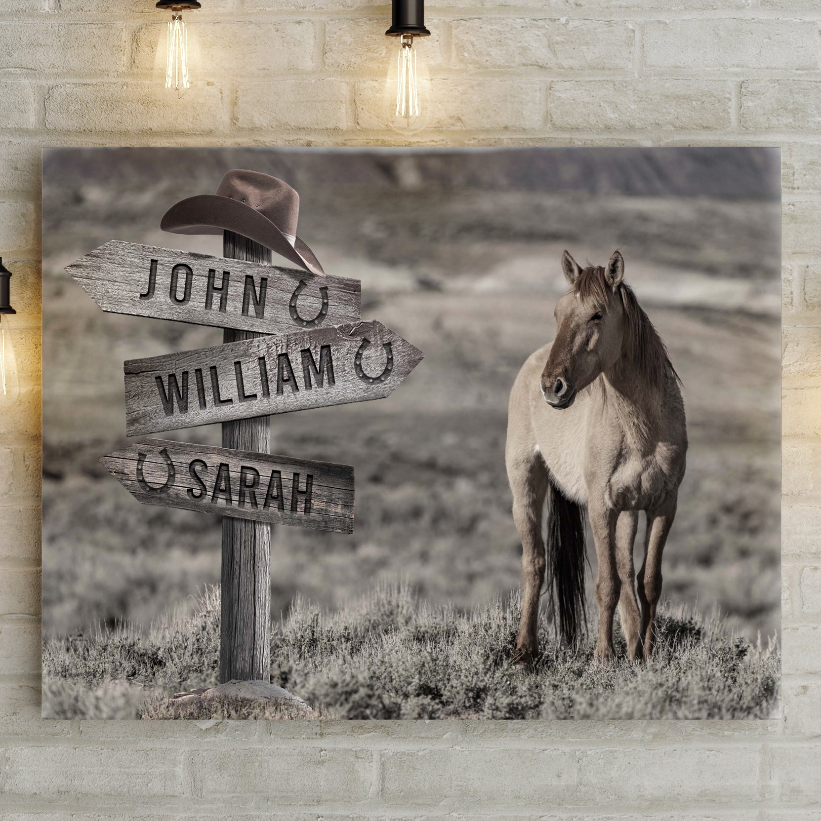 Snow Horses Vintage Name Sign on sale at MyriadMart