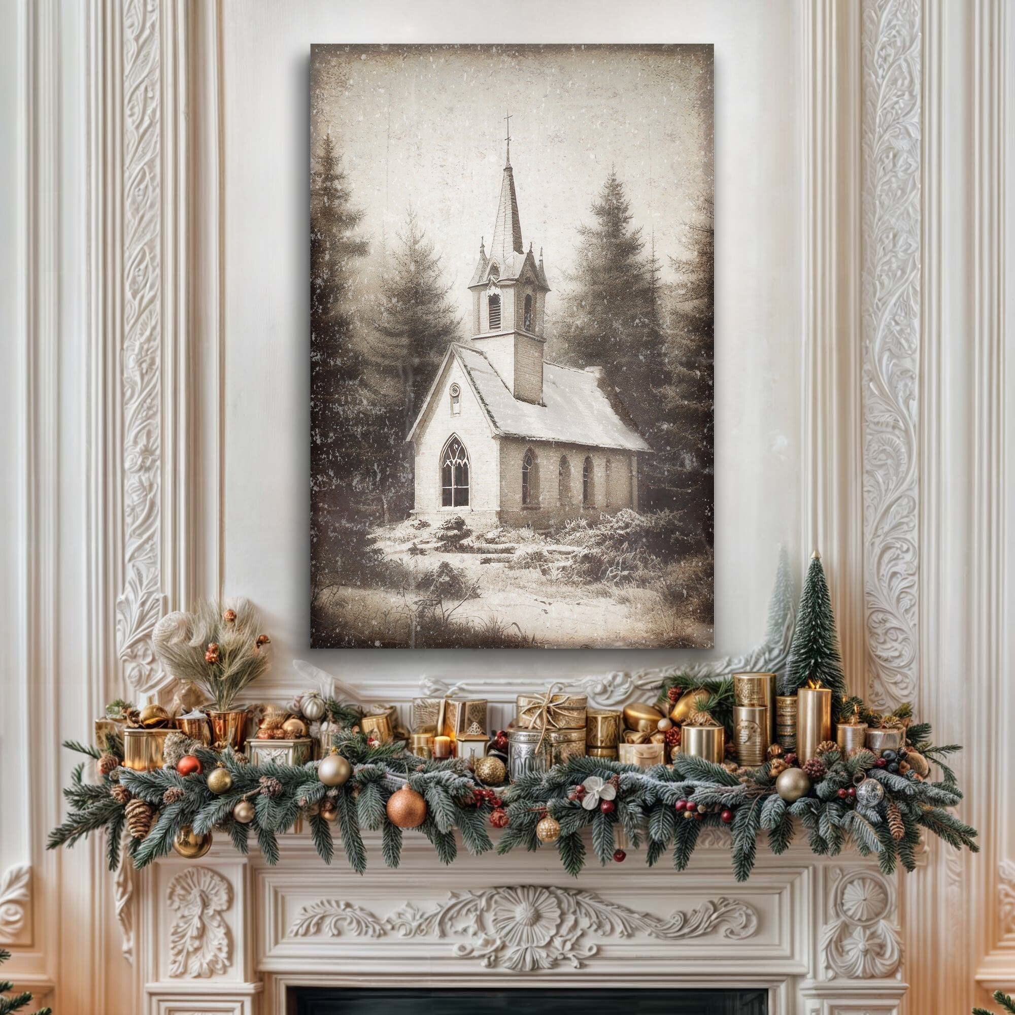 Vintage Church Christmas Wall Art III on sale at MyriadMart
