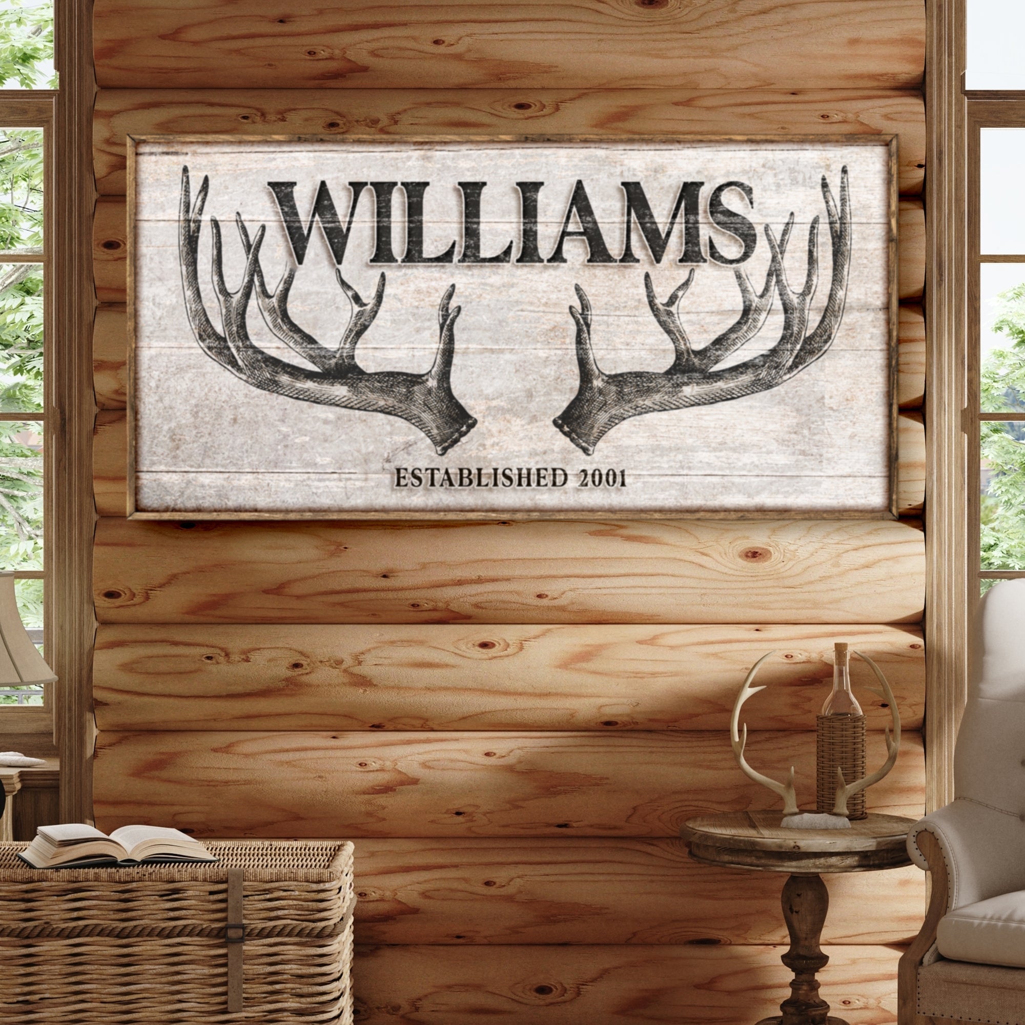 Personalized Family Antler Sign IV on sale at MyriadMart