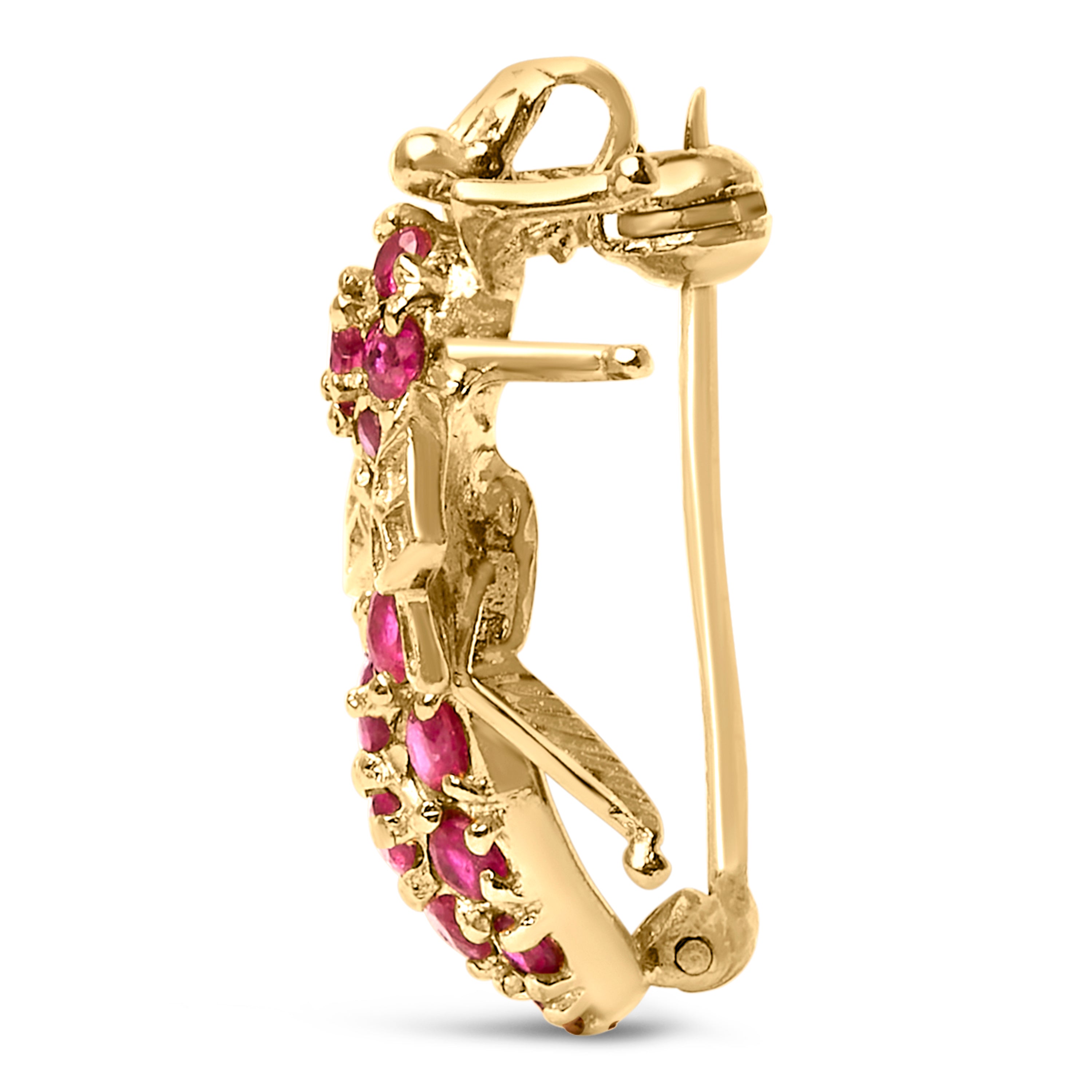 14K Yellow Gold Red Ruby Bee Brooch Pin on sale at MyriadMart