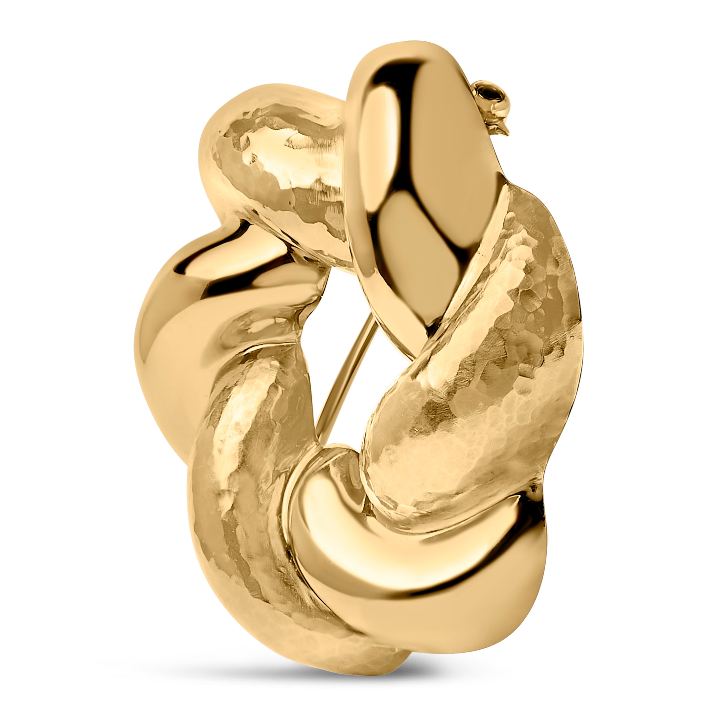 18K Yellow Gold Sculpted Knot Brooch on sale at MyriadMart