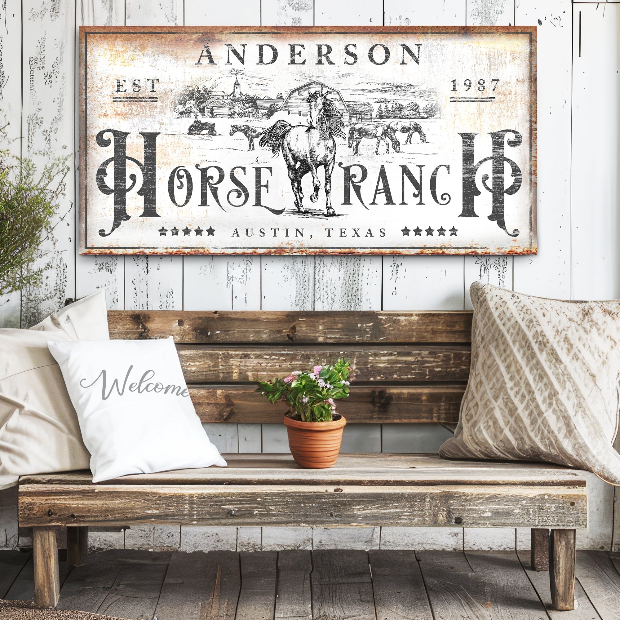 Family Horse Ranch Rustic Sign on sale at MyriadMart