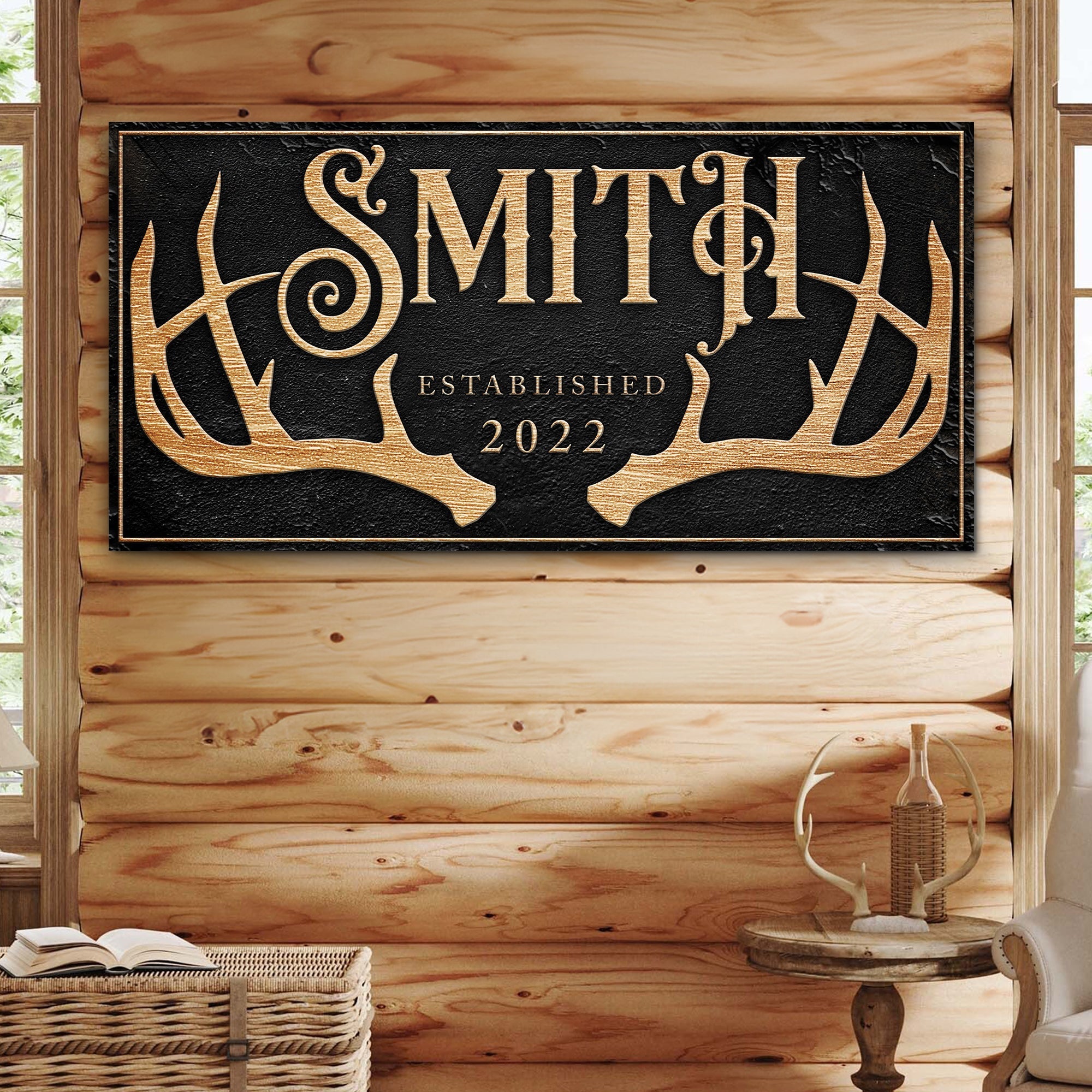 Personalized Family Antler Sign on sale at MyriadMart