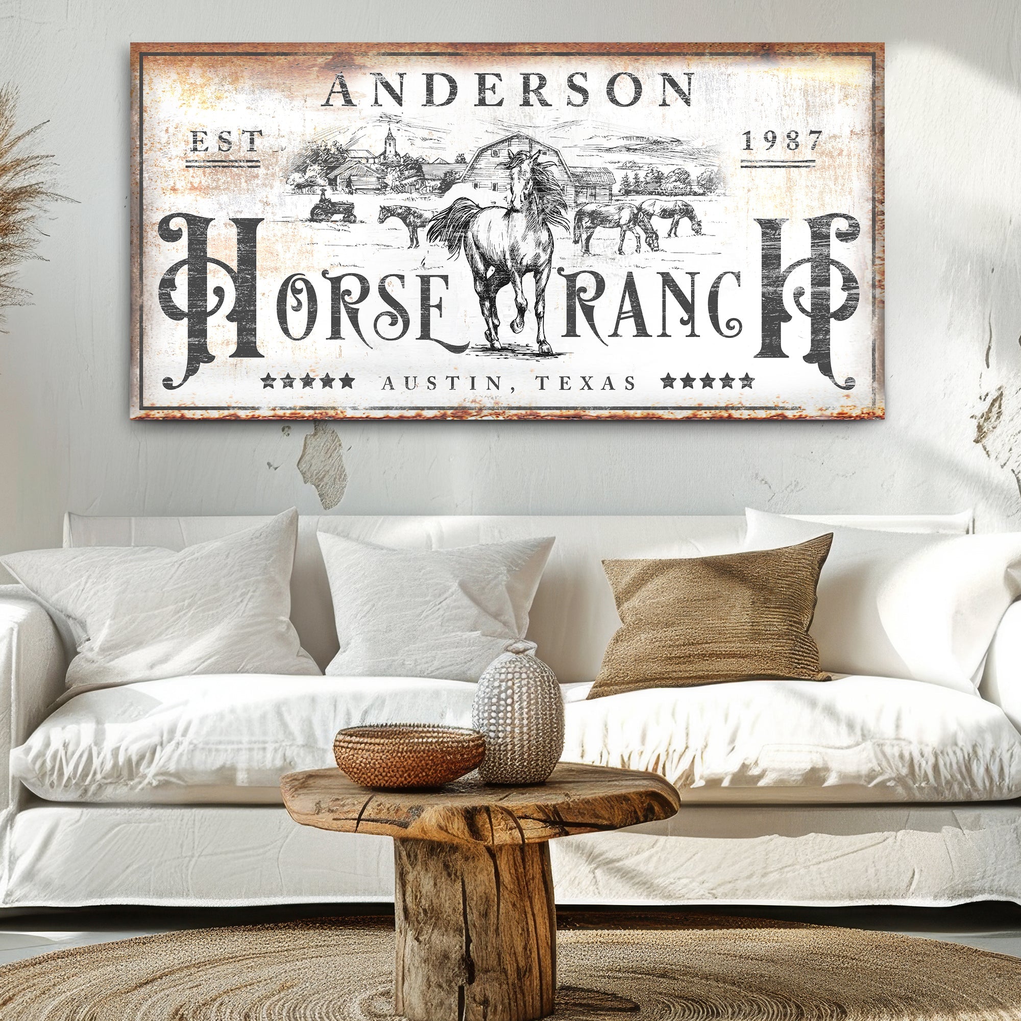 Family Horse Ranch Rustic Sign on sale at MyriadMart