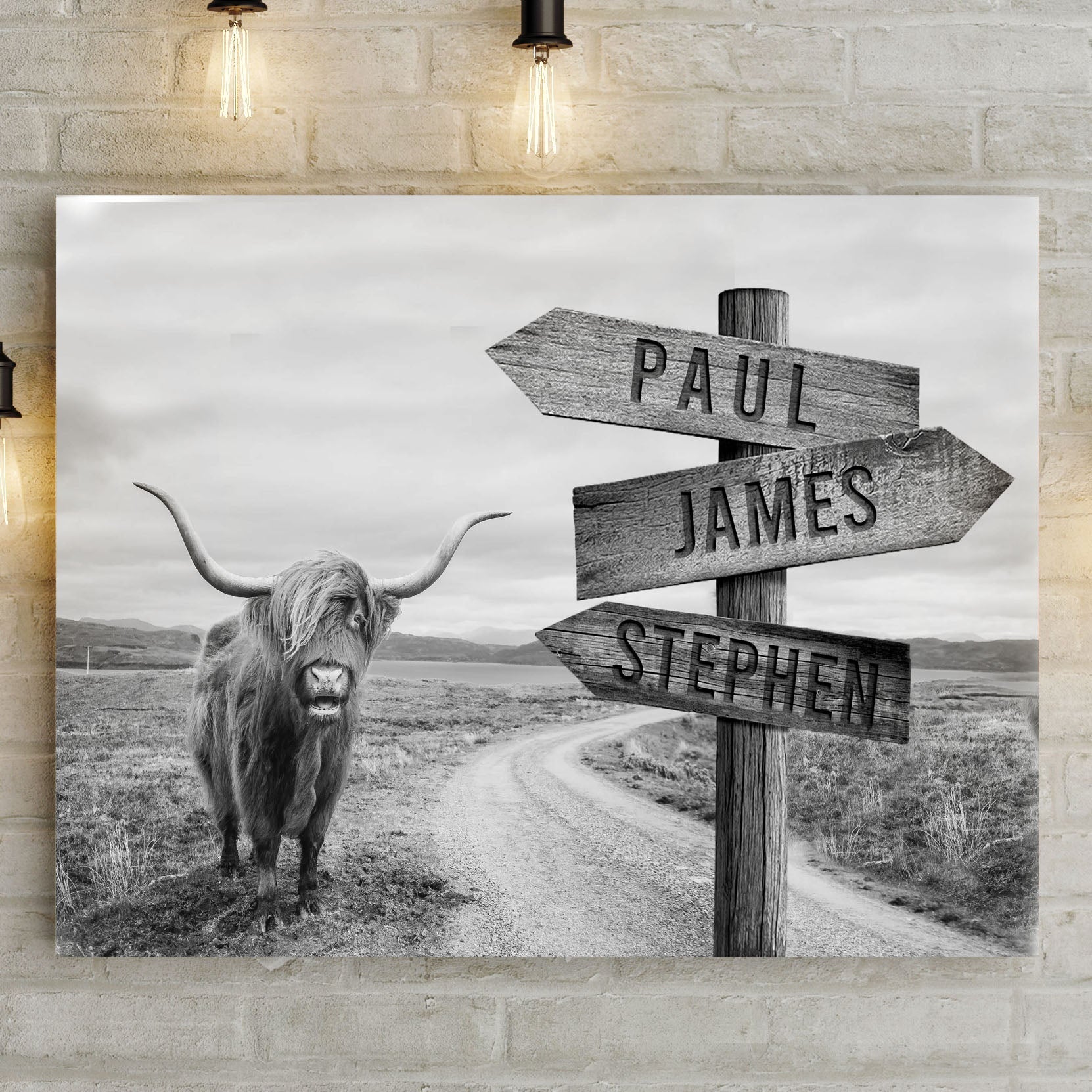 Highland Cow Rustic Sign on sale at MyriadMart