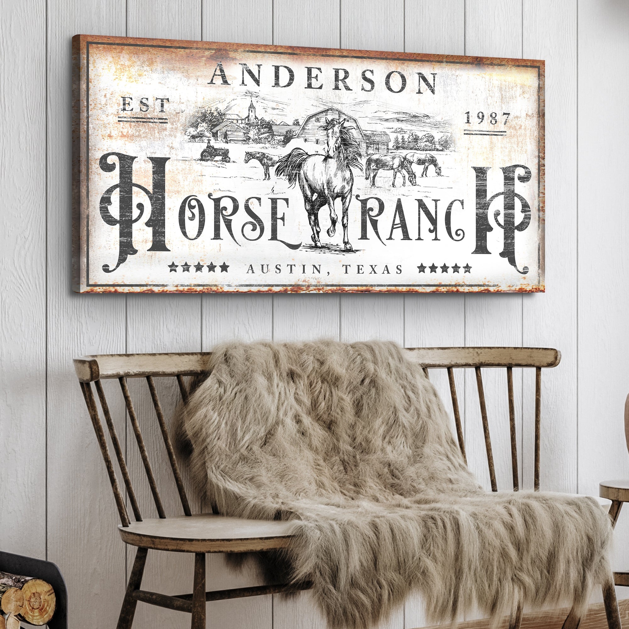 Family Horse Ranch Rustic Sign on sale at MyriadMart