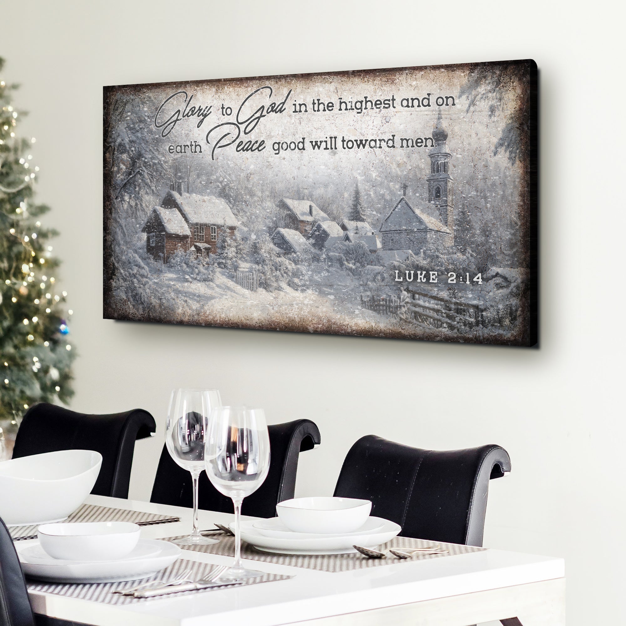 Vintage Christmas Village Luke 2:14 Scripture Sign II on sale at MyriadMart