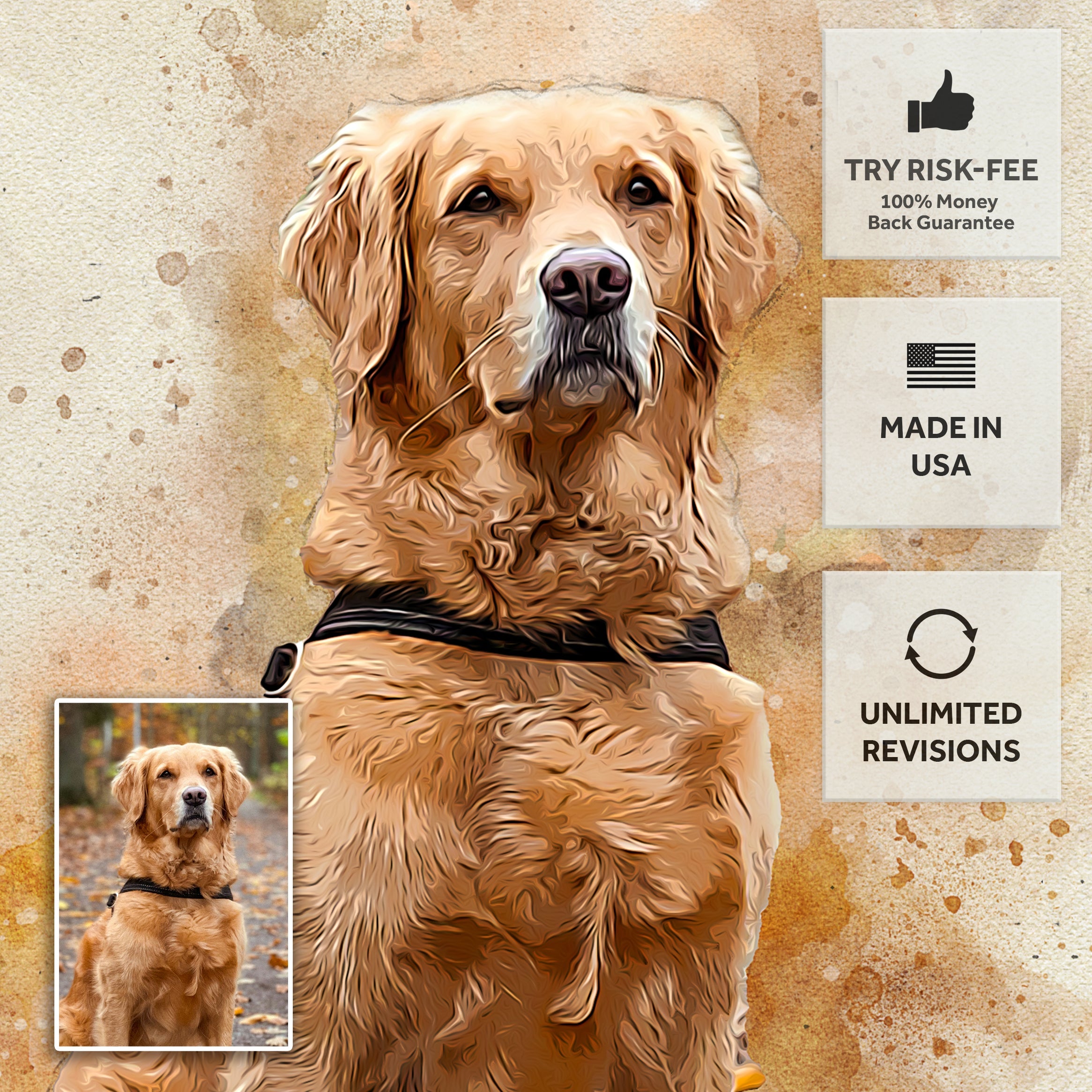 Pet Watercolor Portrait Custom Wall Art on sale at MyriadMart