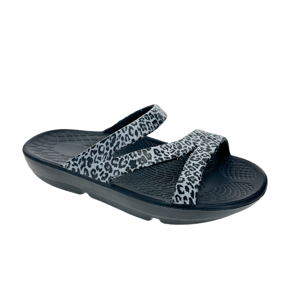 Sovella Active Recovery Sandals Women's PF Slide Black/Leopard on sale at MyriadMart
