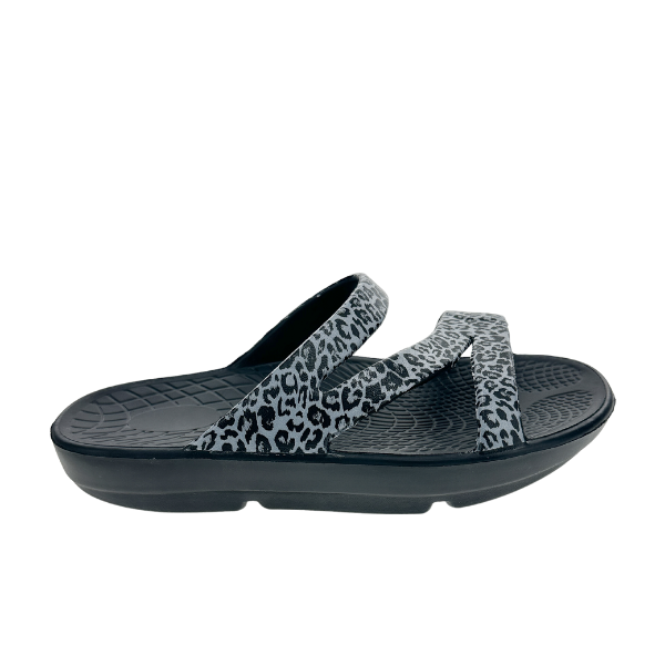 Sovella Active Recovery Sandals Women's PF Slide Black/Leopard on sale at MyriadMart