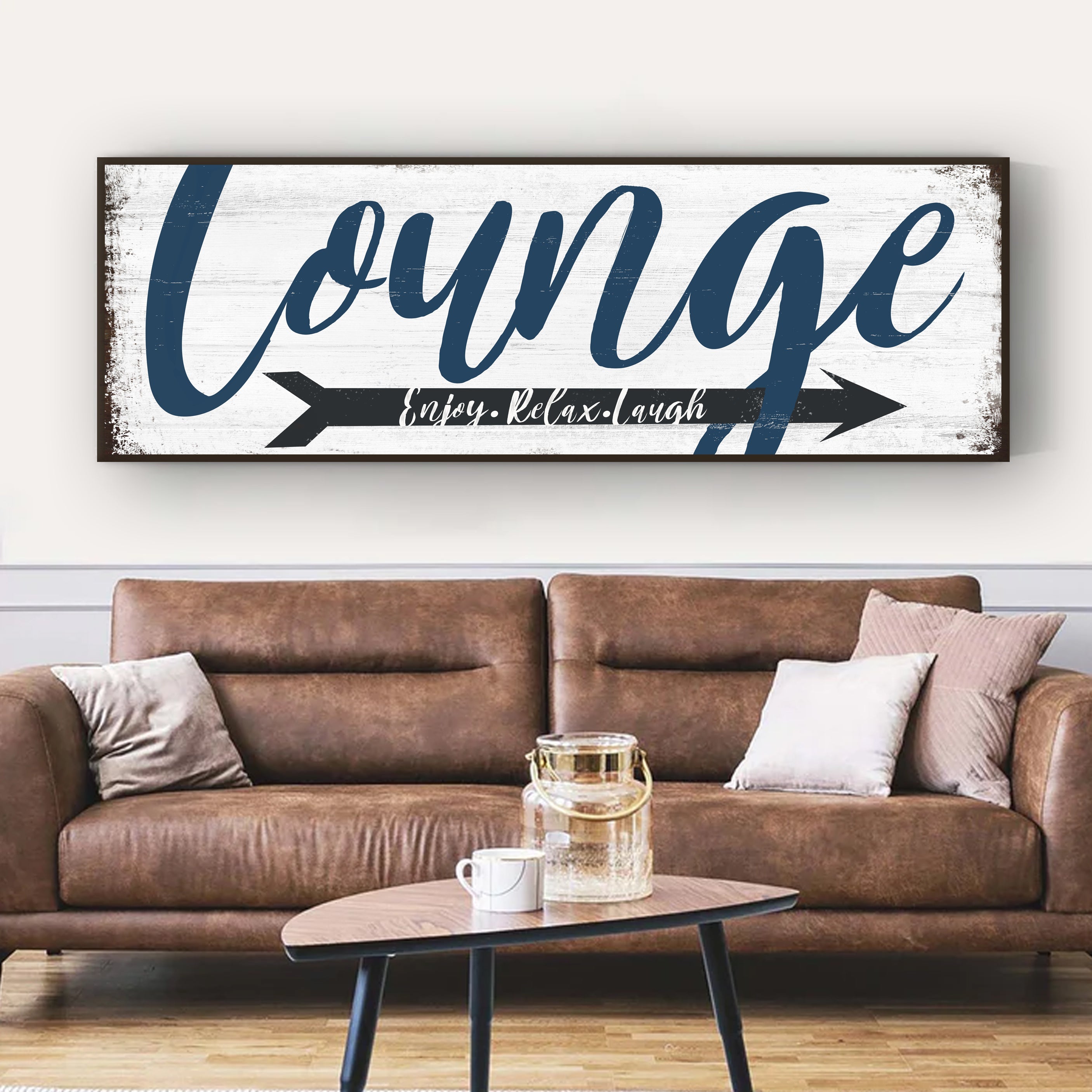 Enjoy Relax Laugh Lounge Sign on sale at MyriadMart