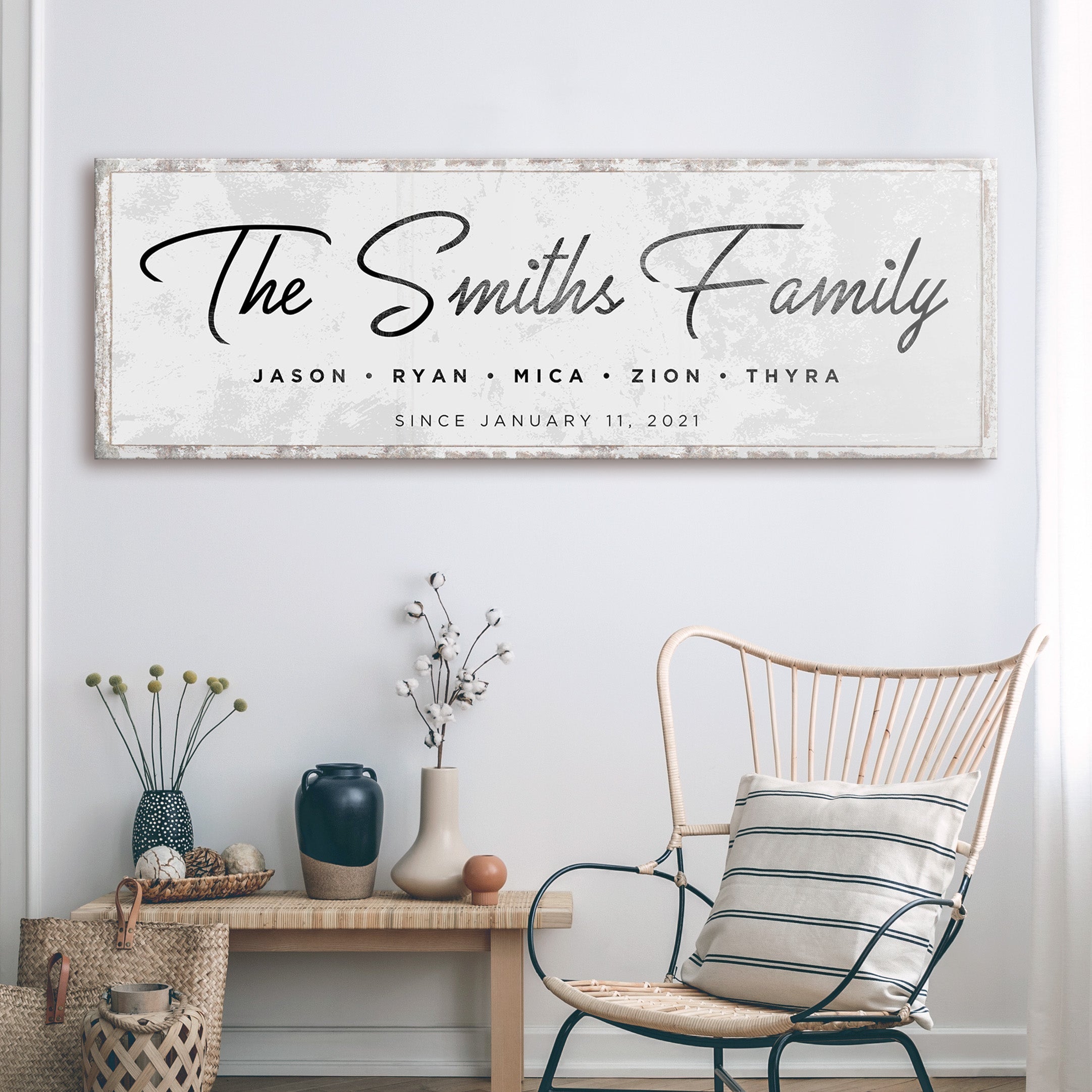 Last Name Family Sign Black And White on sale at MyriadMart