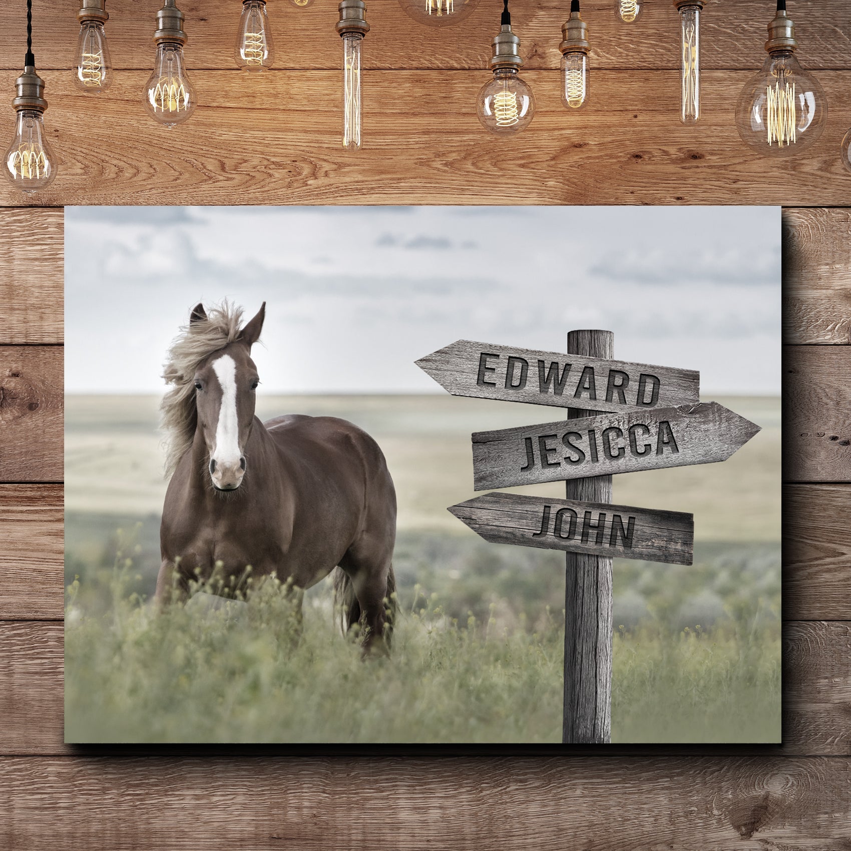 Classic Horse Family Name Sign on sale at MyriadMart
