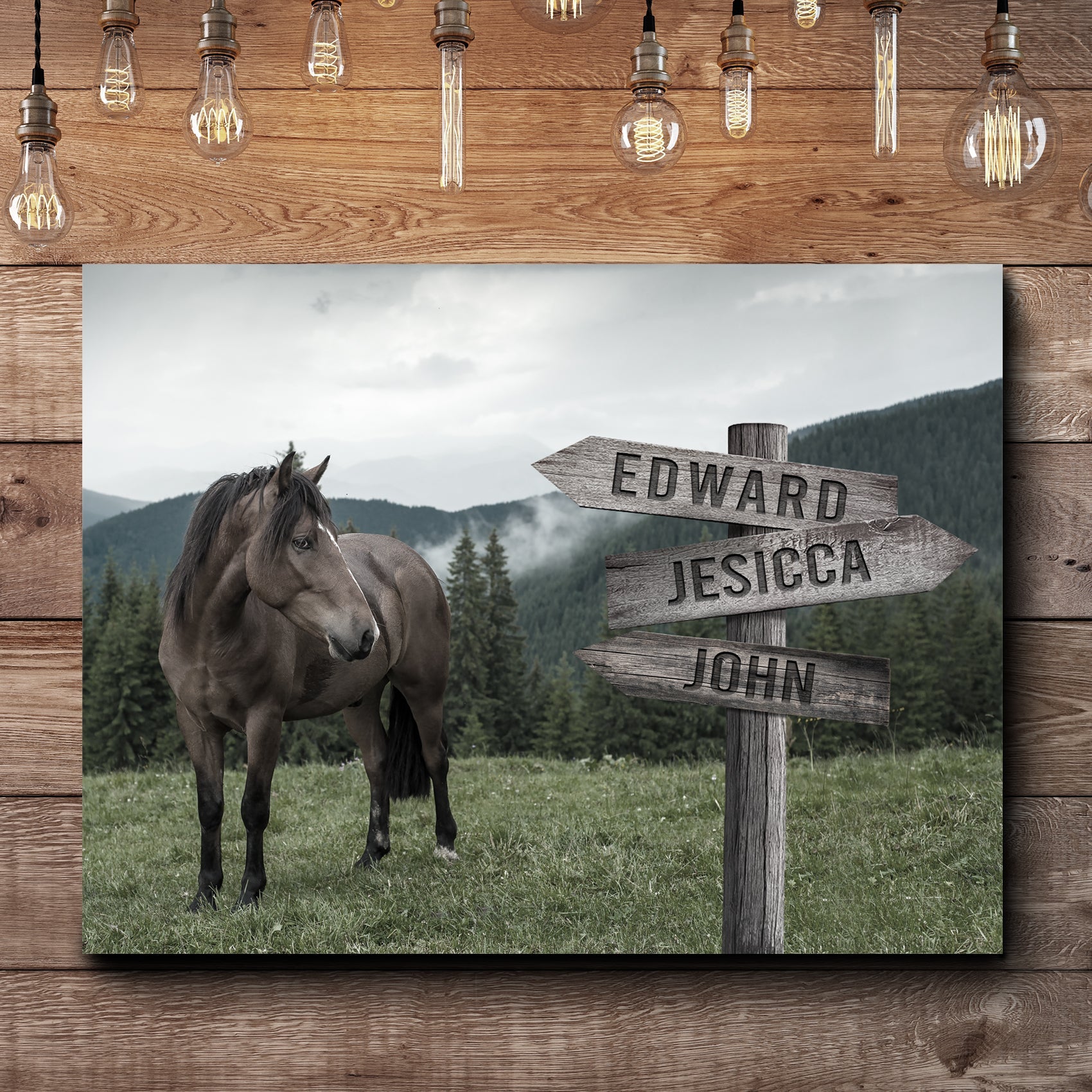 Classic Horse Family Name Sign on sale at MyriadMart