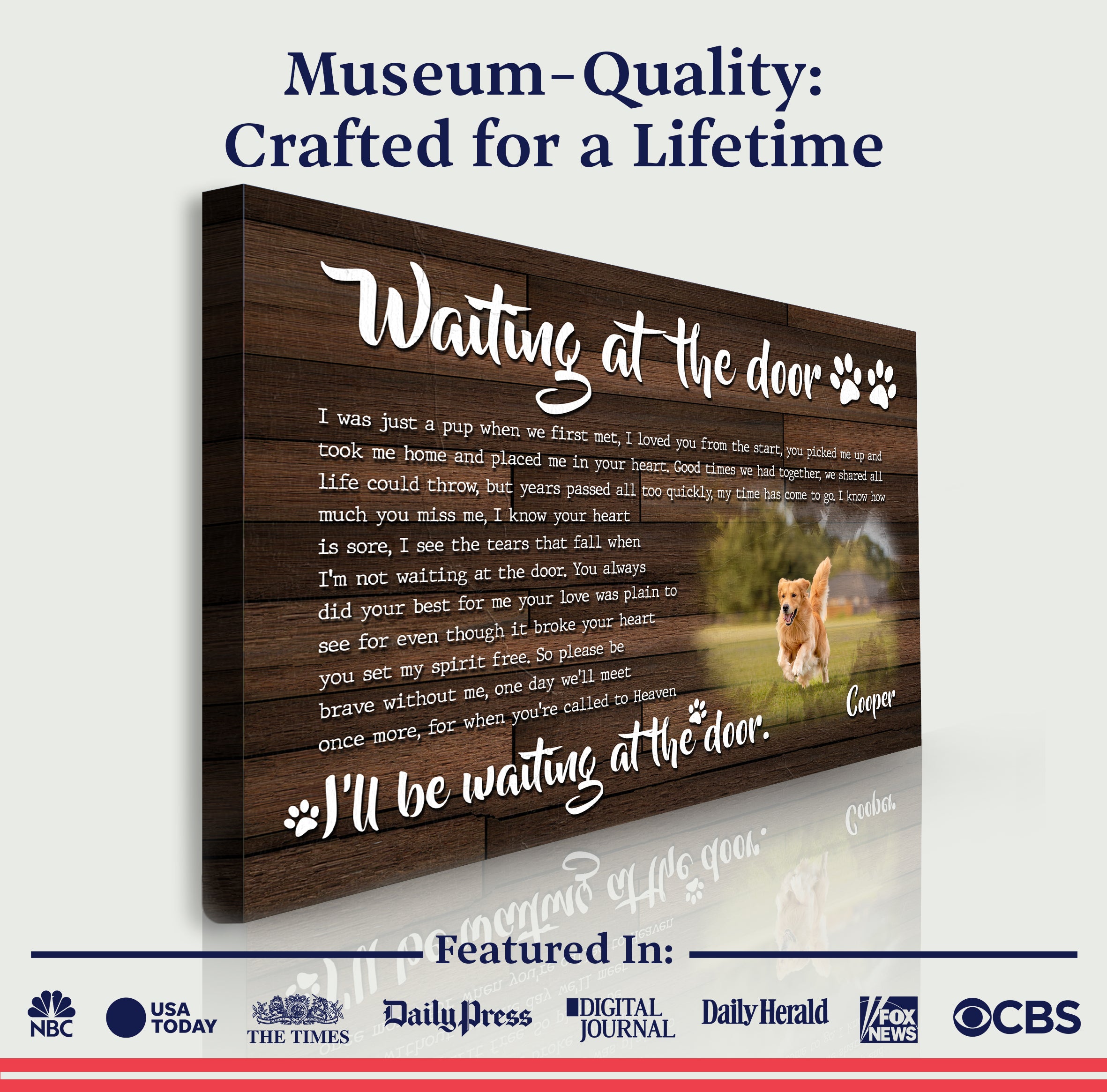 Custom Dog Portrait Waiting At The Door Sign on sale at MyriadMart