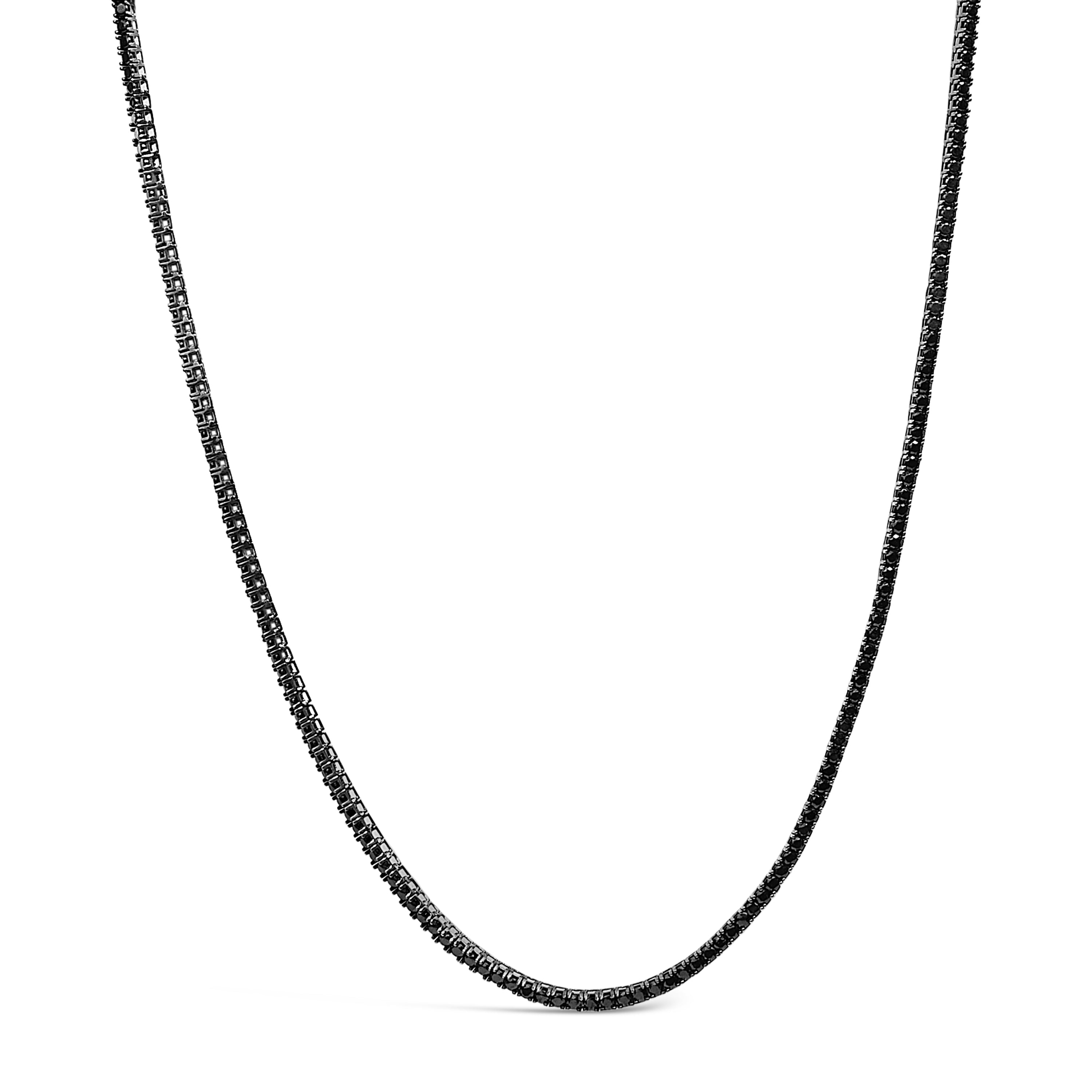 Men's Sterling Silver Black Onyx Tennis Necklace on sale at MyriadMart