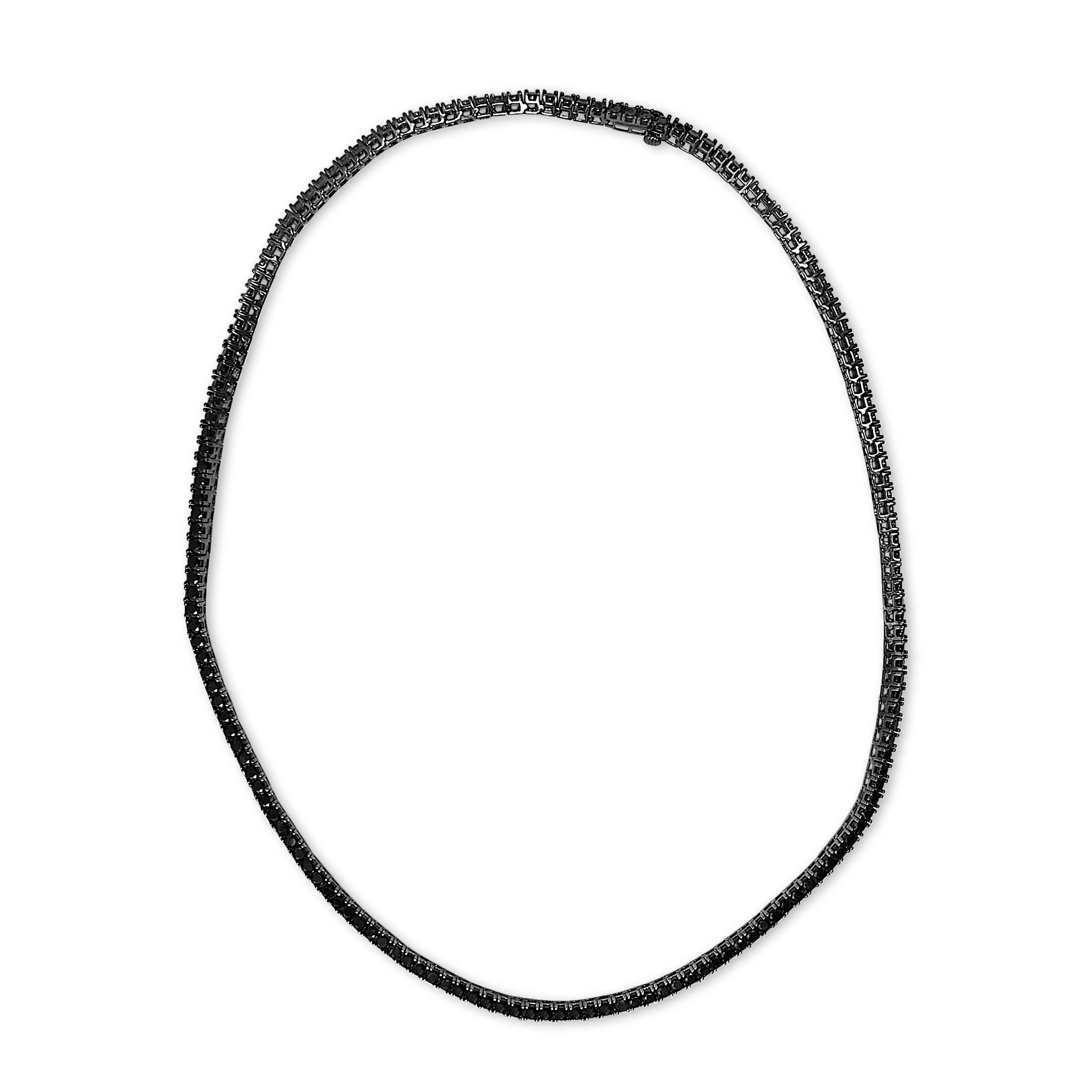 Men's Sterling Silver Black Onyx Tennis Necklace on sale at MyriadMart