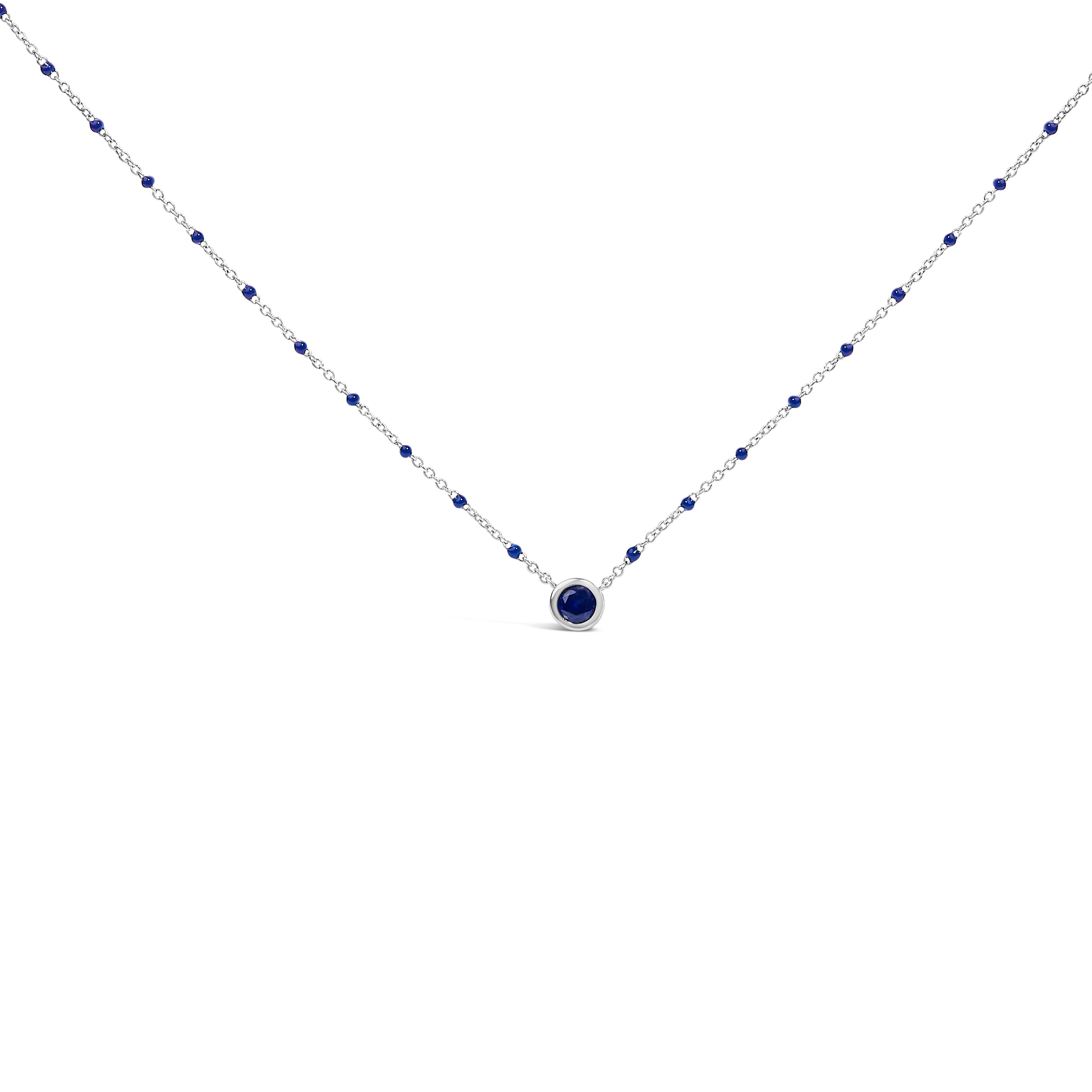Sterling Silver Created Sapphire Bead Chain Necklace 18 Inch on sale at MyriadMart