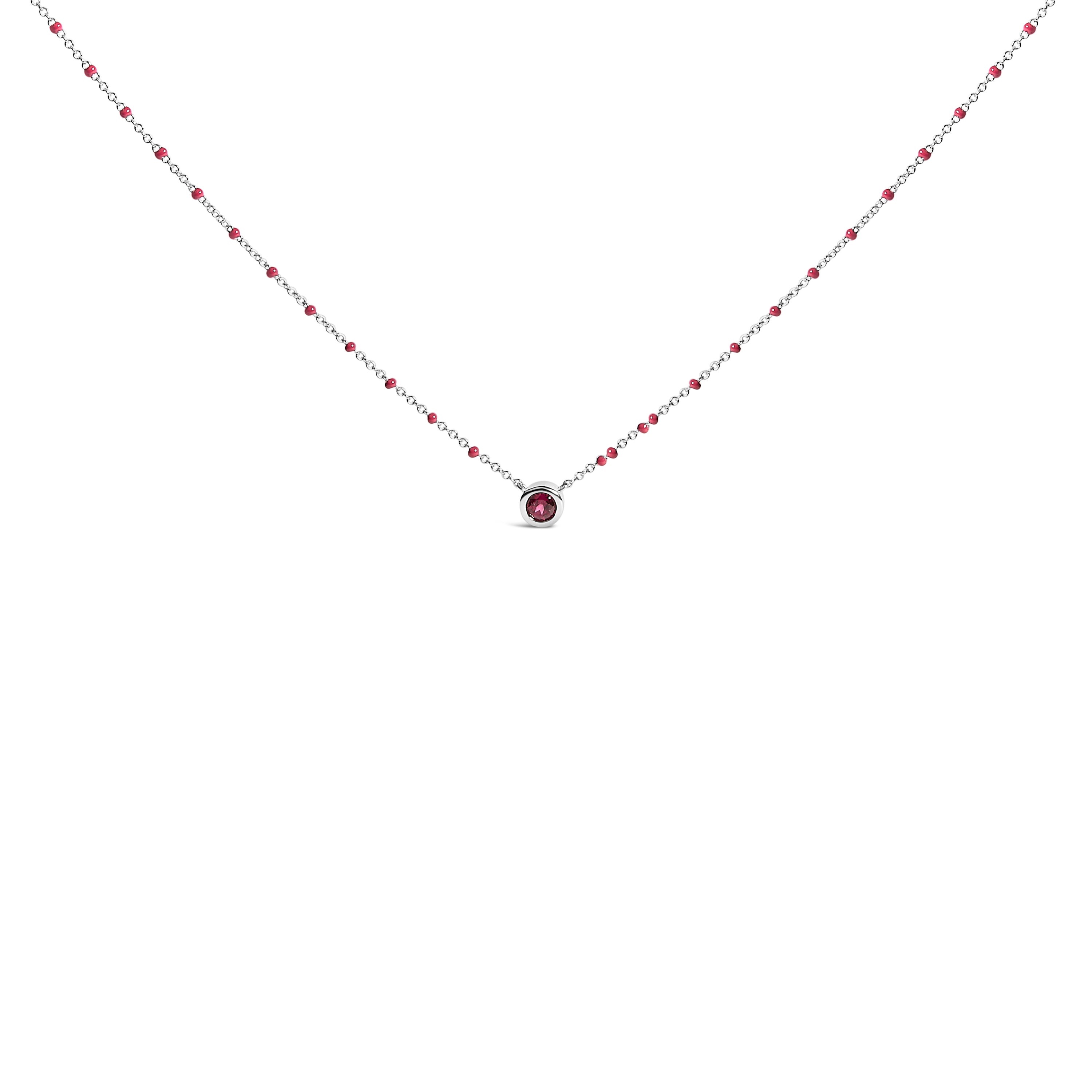 Sterling Silver Rhodolite Enamel Bead Chain Necklace 18 Inch on sale at MyriadMart