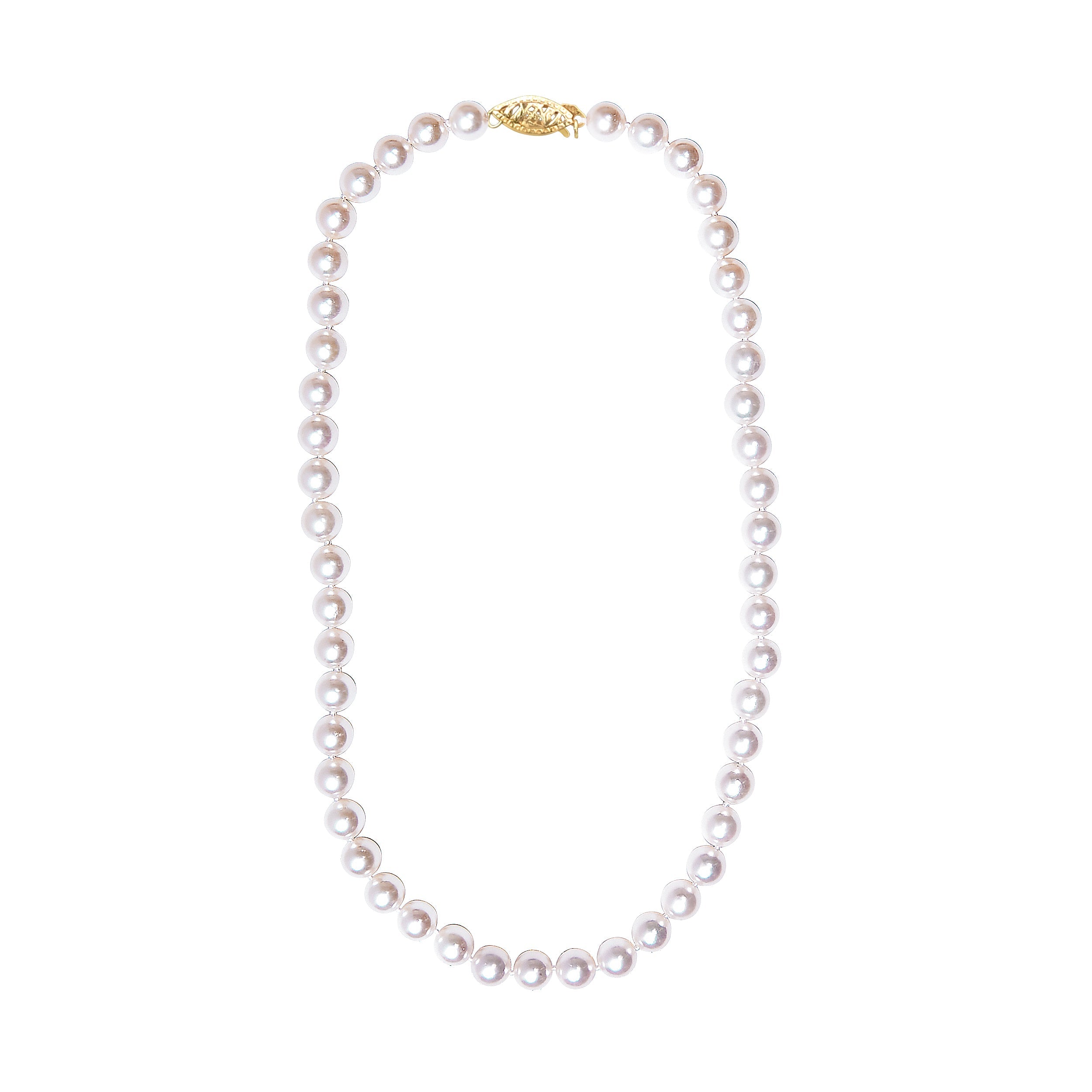 14K Yellow Gold 8.0x8.5mm Akoya Pearl Strand Necklace on sale at MyriadMart