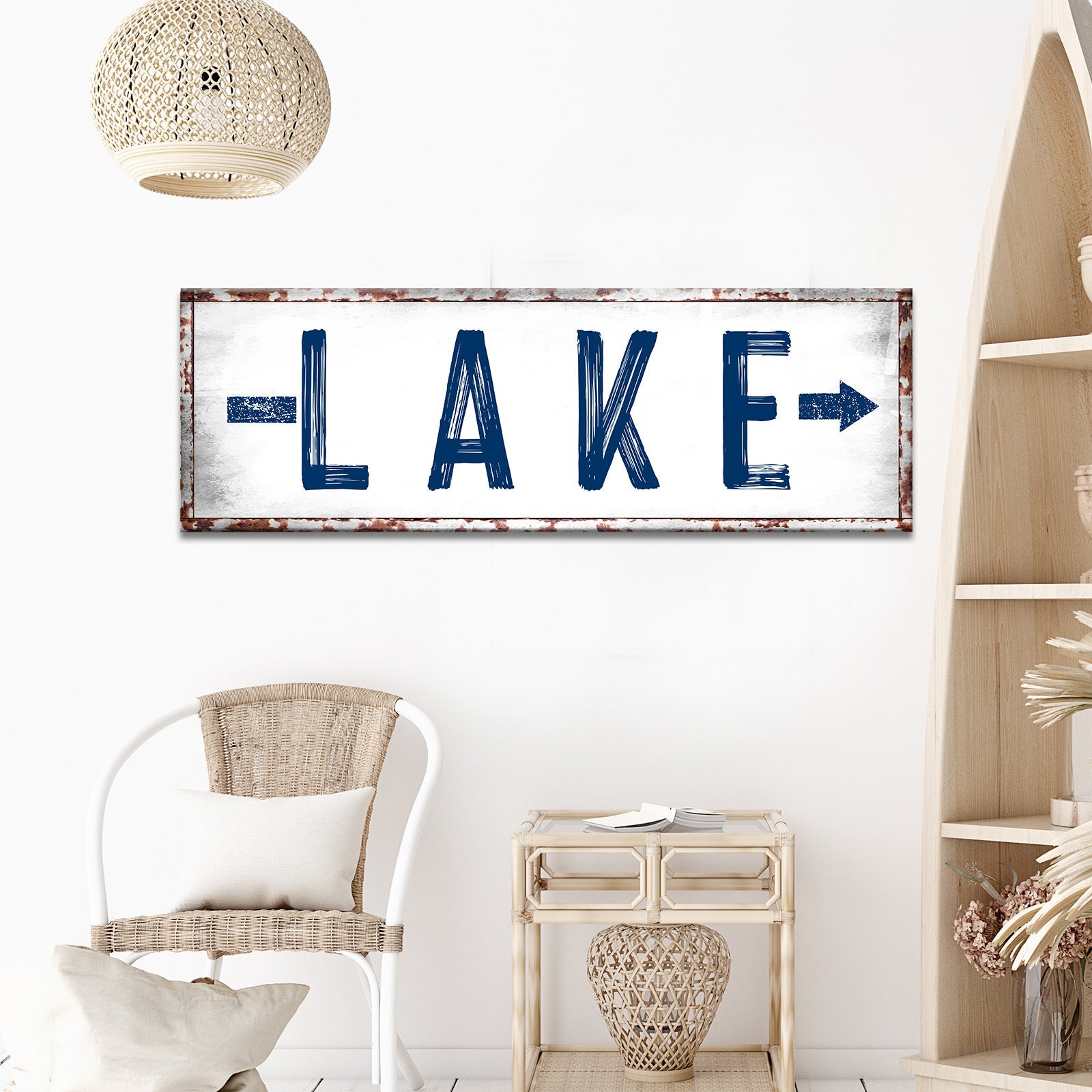 Rustic Lake Arrow Sign on sale at MyriadMart