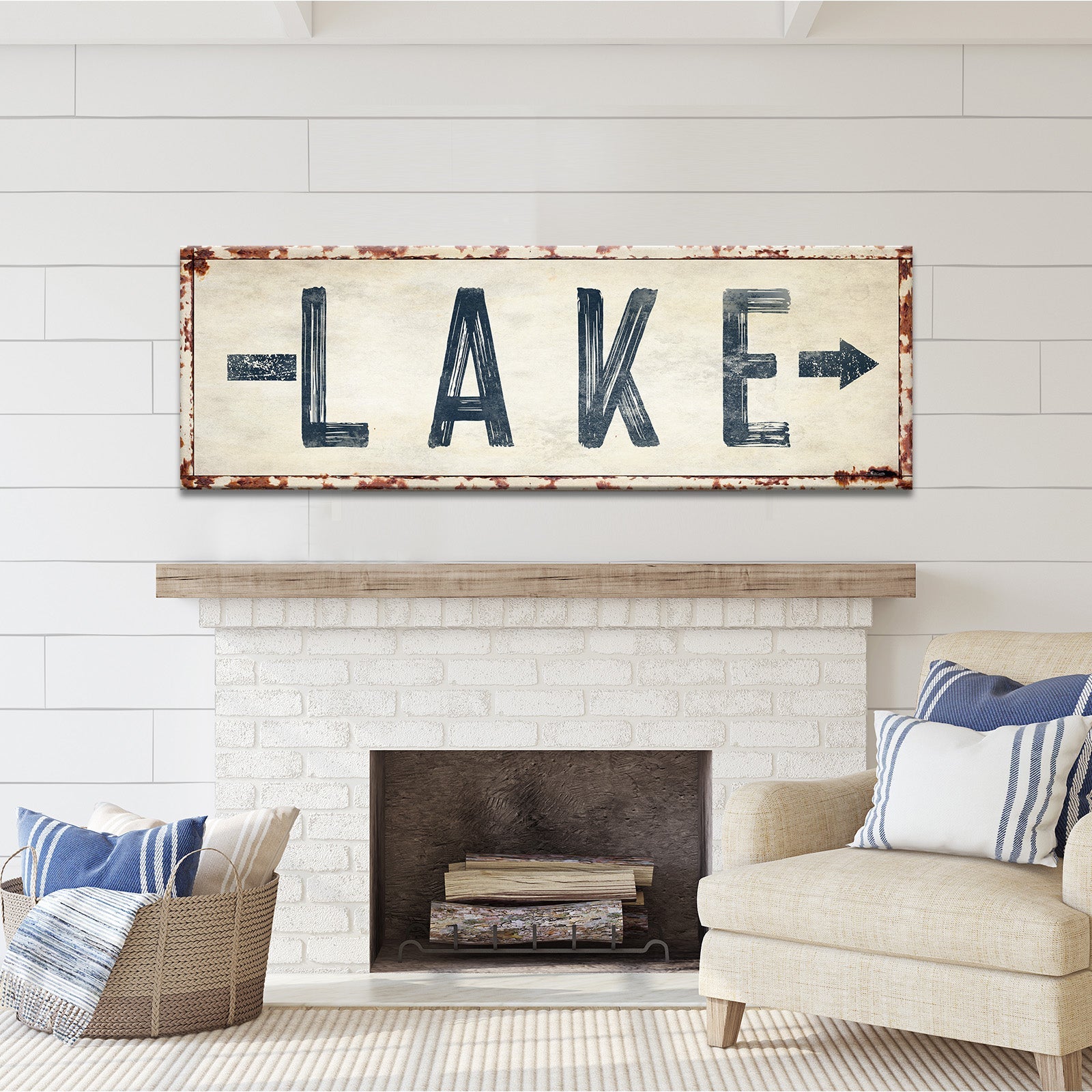 Rustic Lake Arrow Sign on sale at MyriadMart