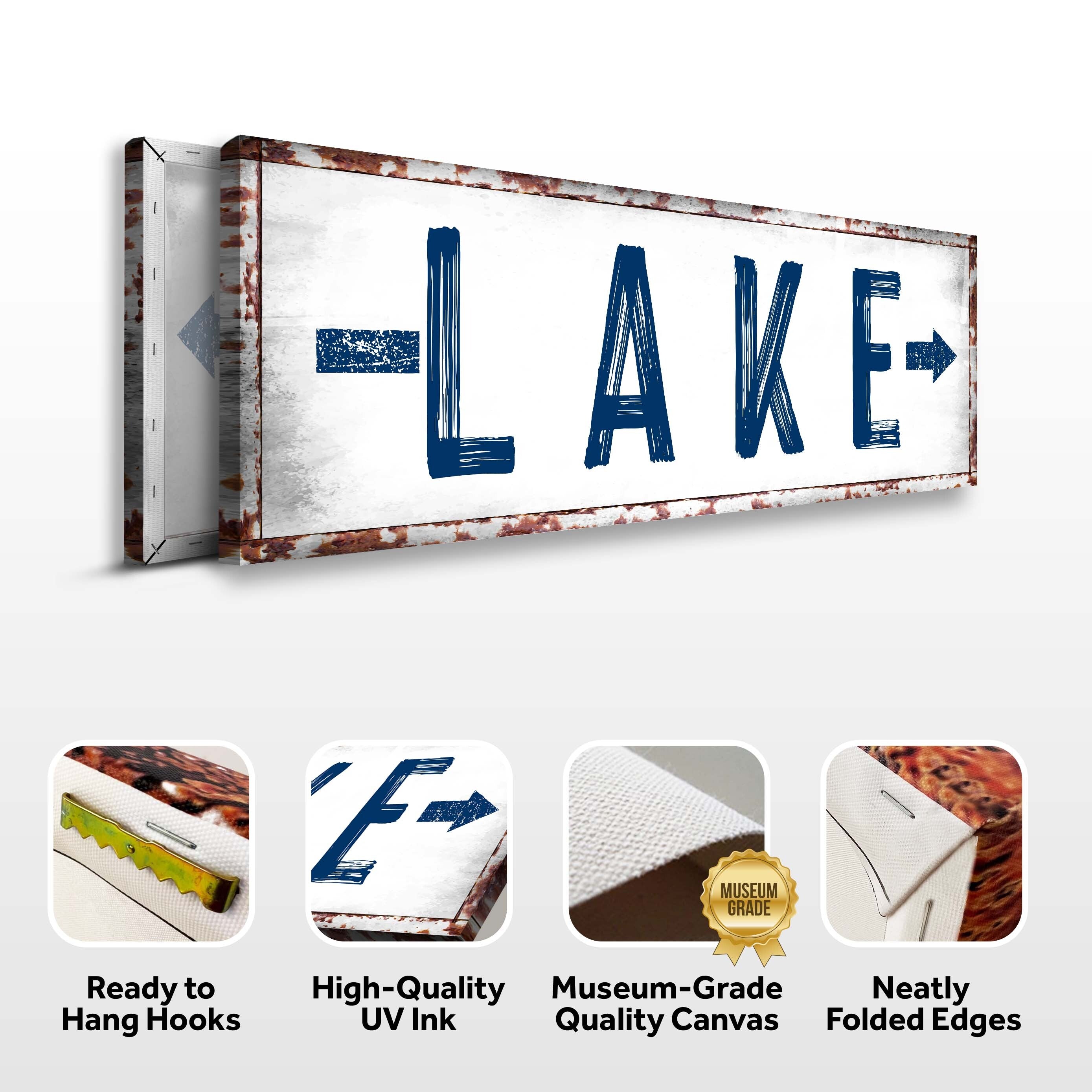 Rustic Lake Arrow Sign on sale at MyriadMart