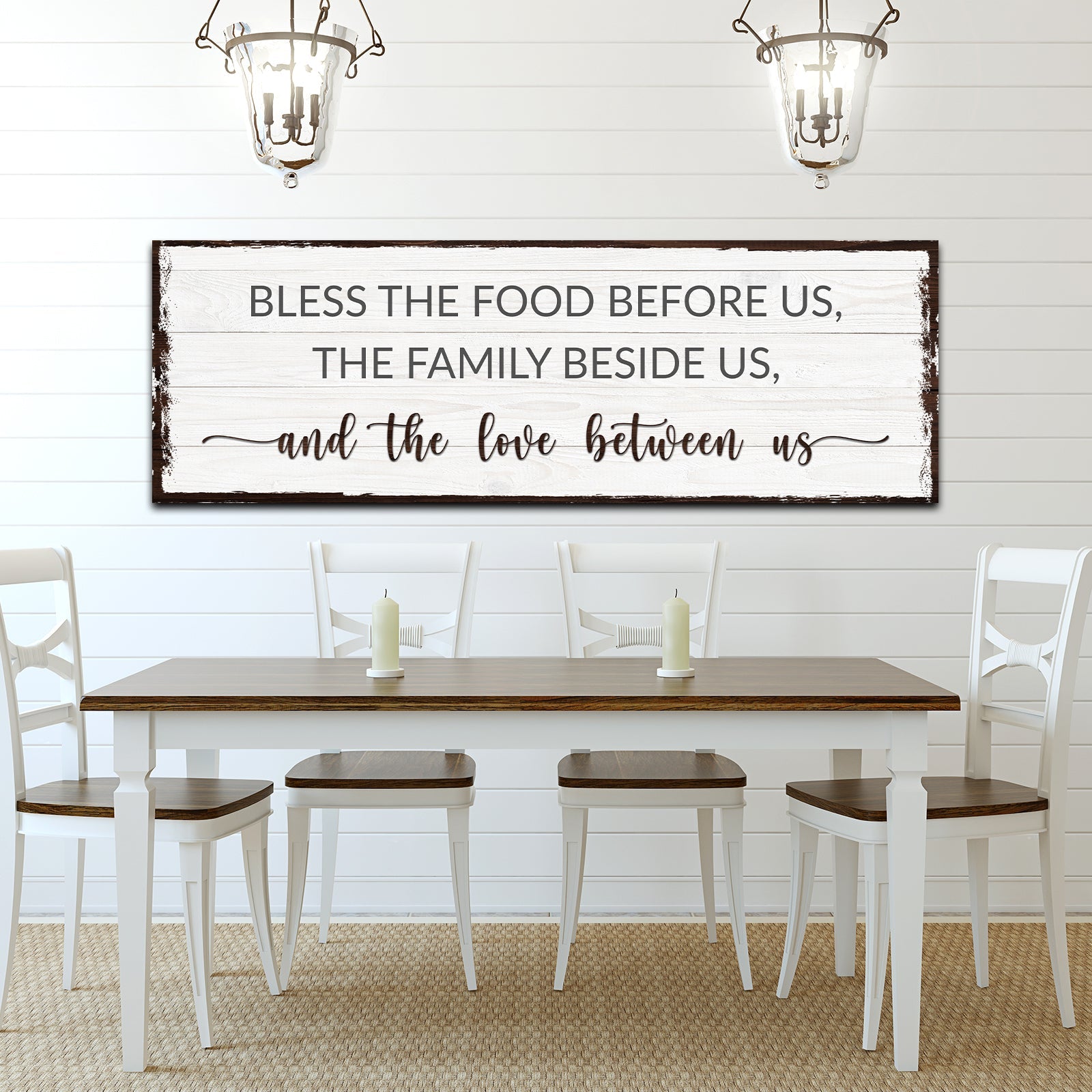 Bless The Food Before Us And The Love Between Us Sign on sale at MyriadMart