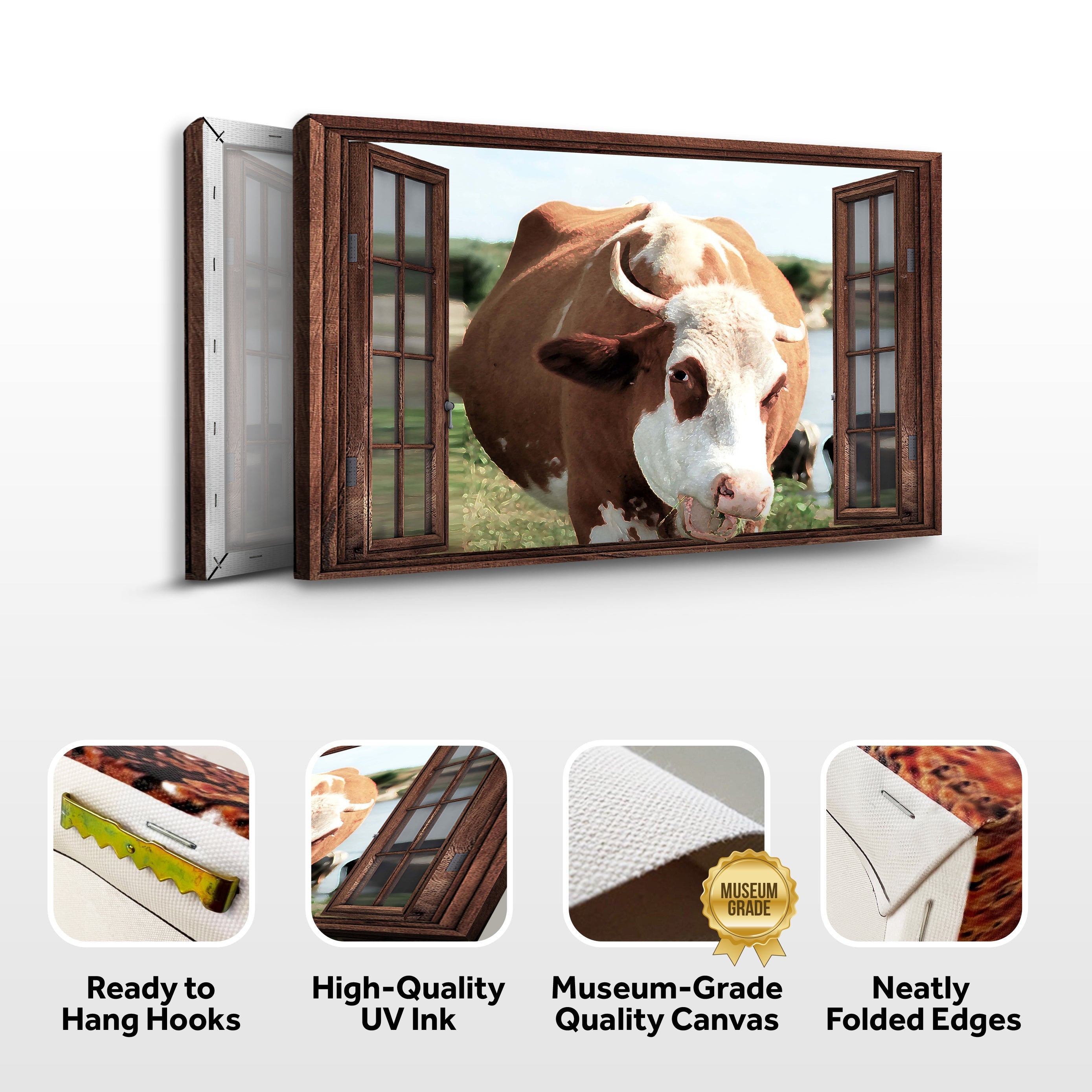 Cattle On Window Canvas Wall Art on sale at MyriadMart