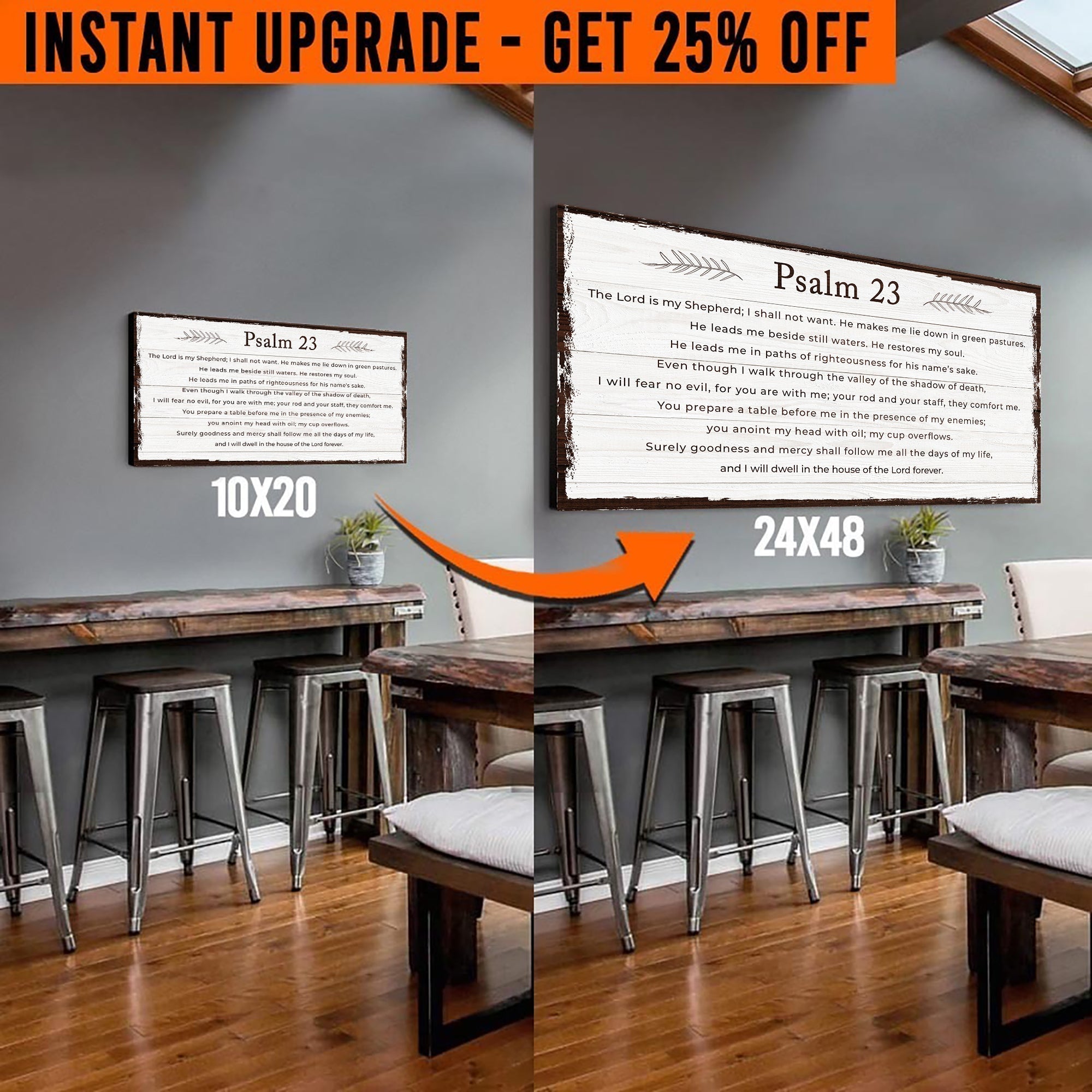 Upgrade Your 20x10 Inches 'Psalm 23 - The Lord Is My Shepherd' Style 1 Canvas To 24x48 Inches on sale at MyriadMart