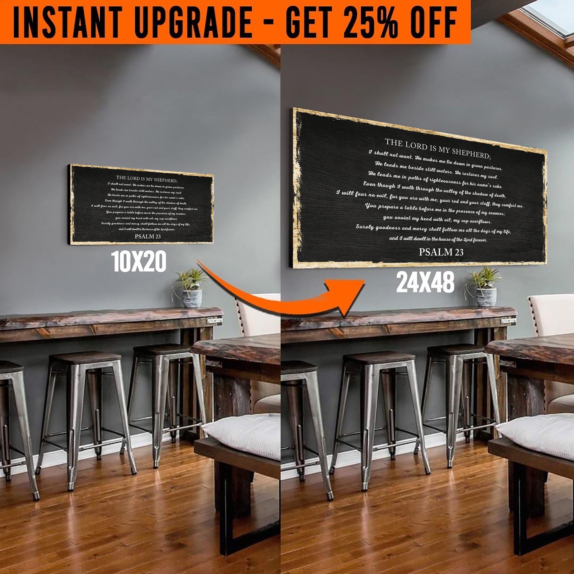 Upgrade Your 20x10 Inches 'Psalm 23 - The Lord Is My Shepherd' Style 2 Canvas To 24x48 Inches on sale at MyriadMart