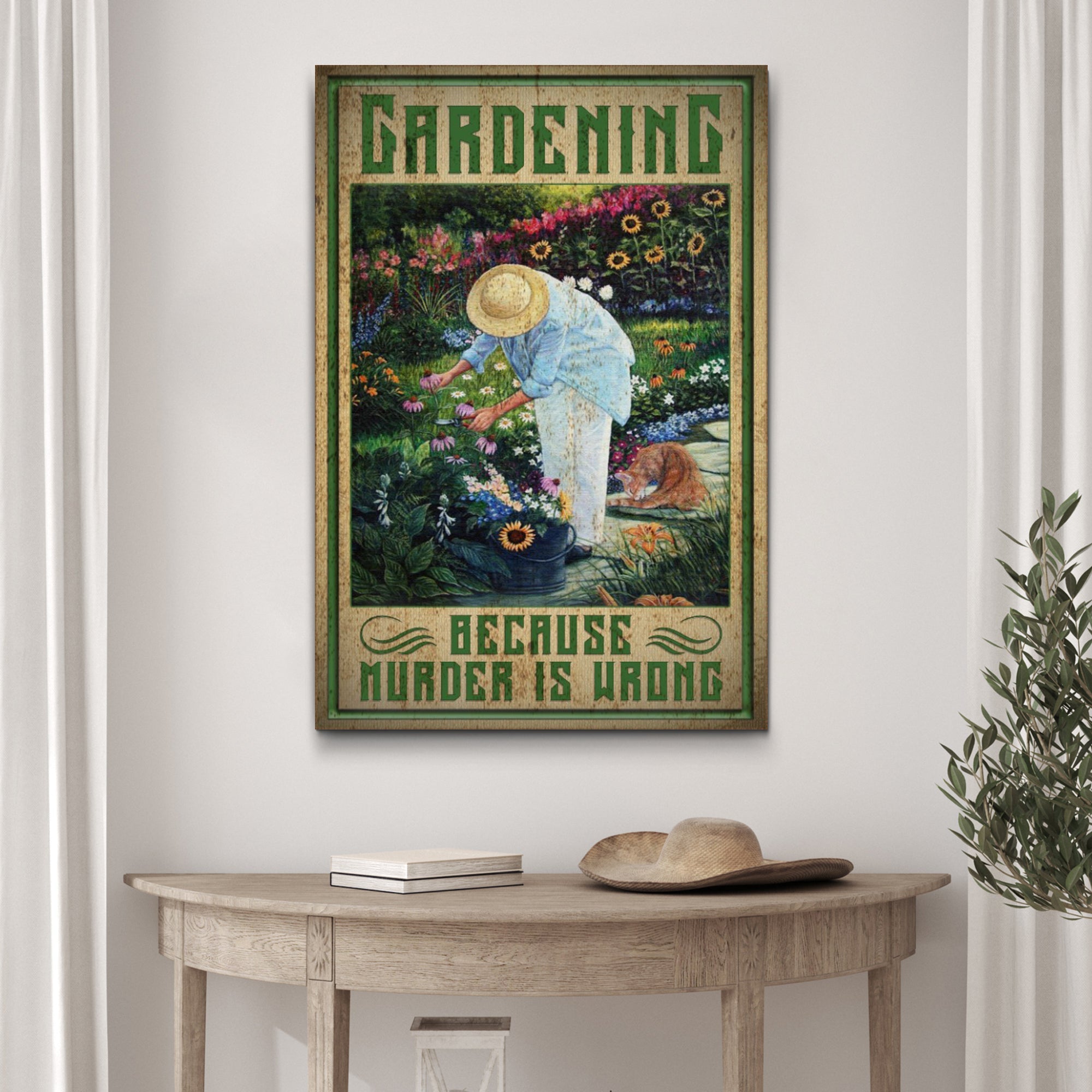 Gardening Because Murder Is Wrong Sign on sale at MyriadMart