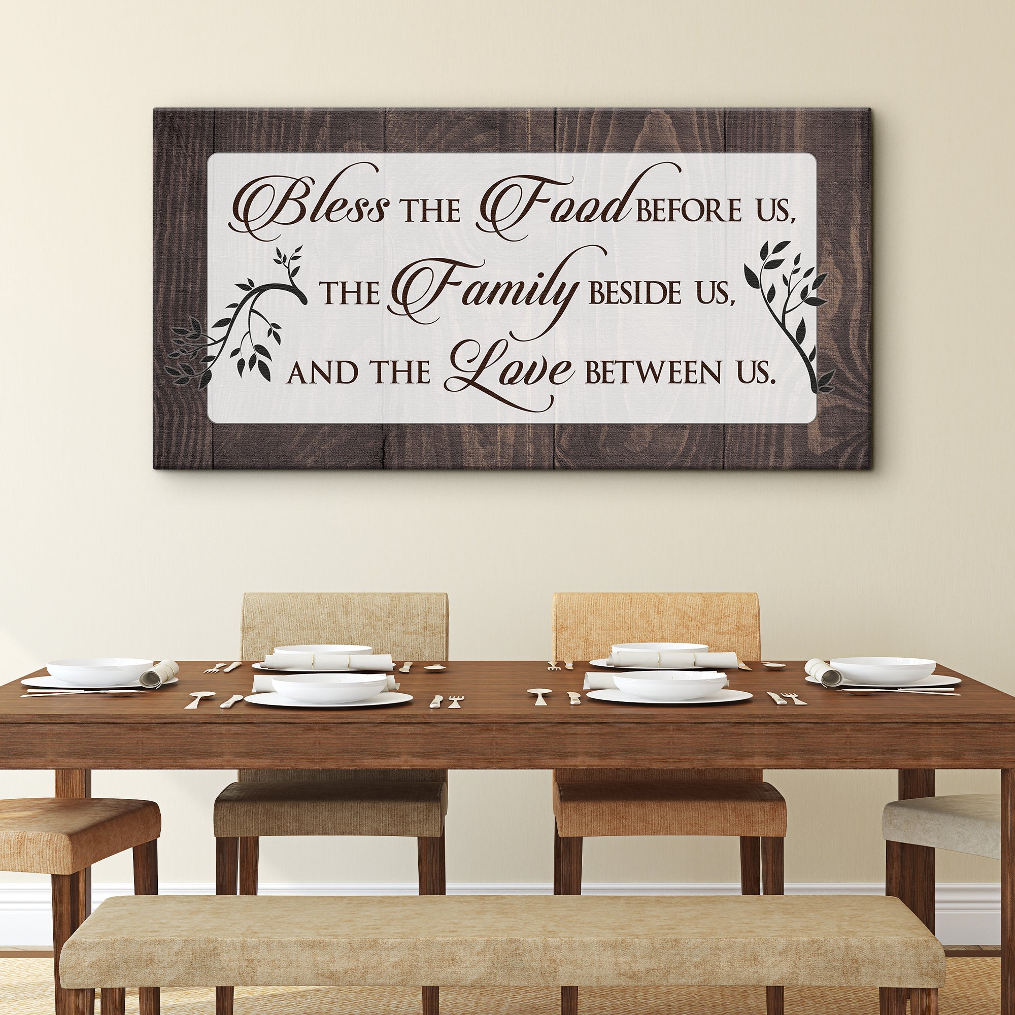 Bless The Food Before Us And The Love Between Us Sign IV on sale at MyriadMart