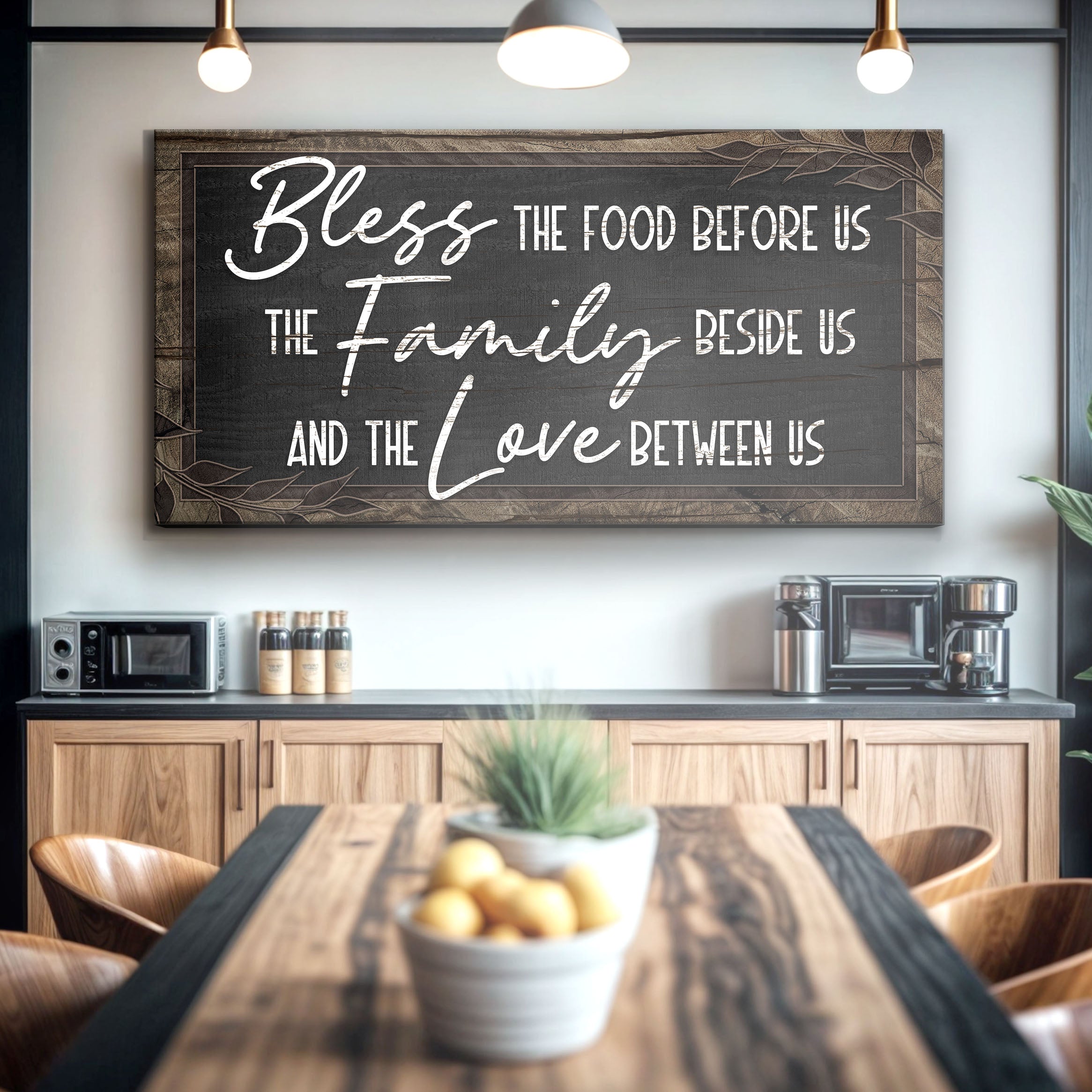 Bless The Food Before Us And The Love Between Us Sign III on sale at MyriadMart