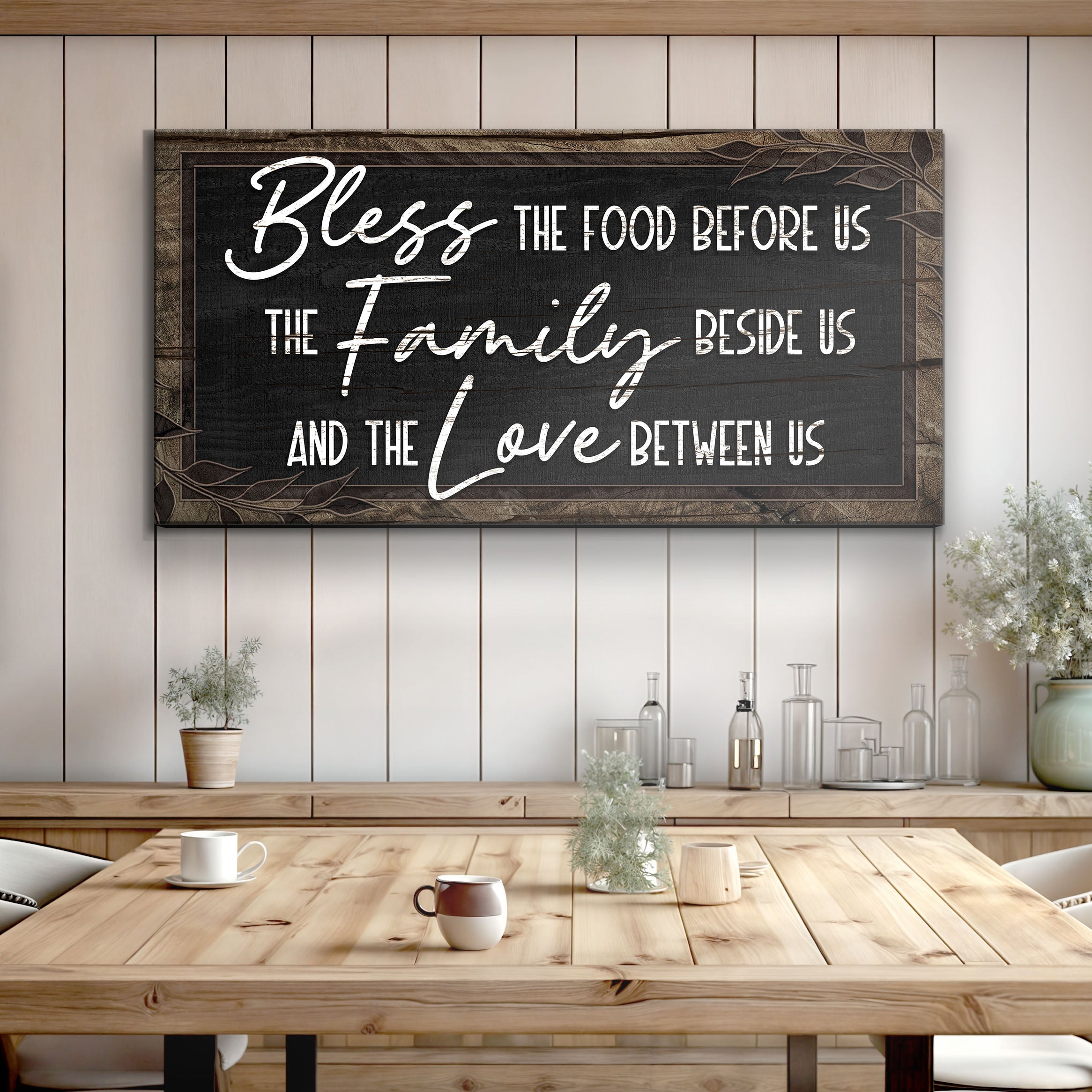 Bless The Food Before Us And The Love Between Us Sign III on sale at MyriadMart