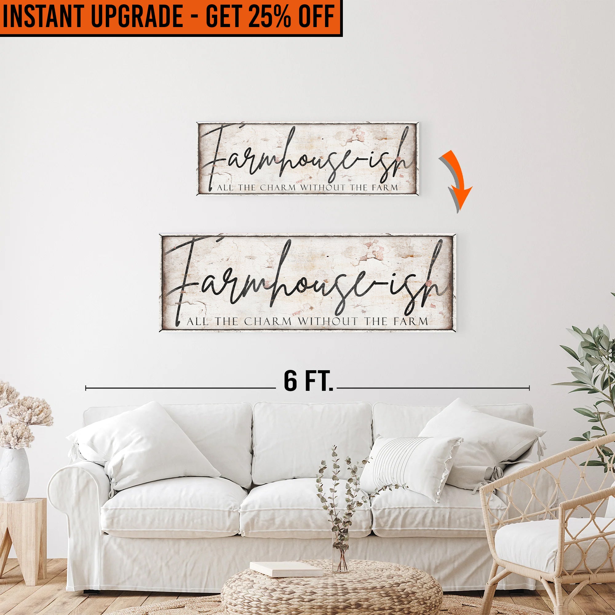 Upgrade Your 36x12 Inches 'Farmhouse-ish Sign IV' To 48x16 Inches Canvas on sale at MyriadMart