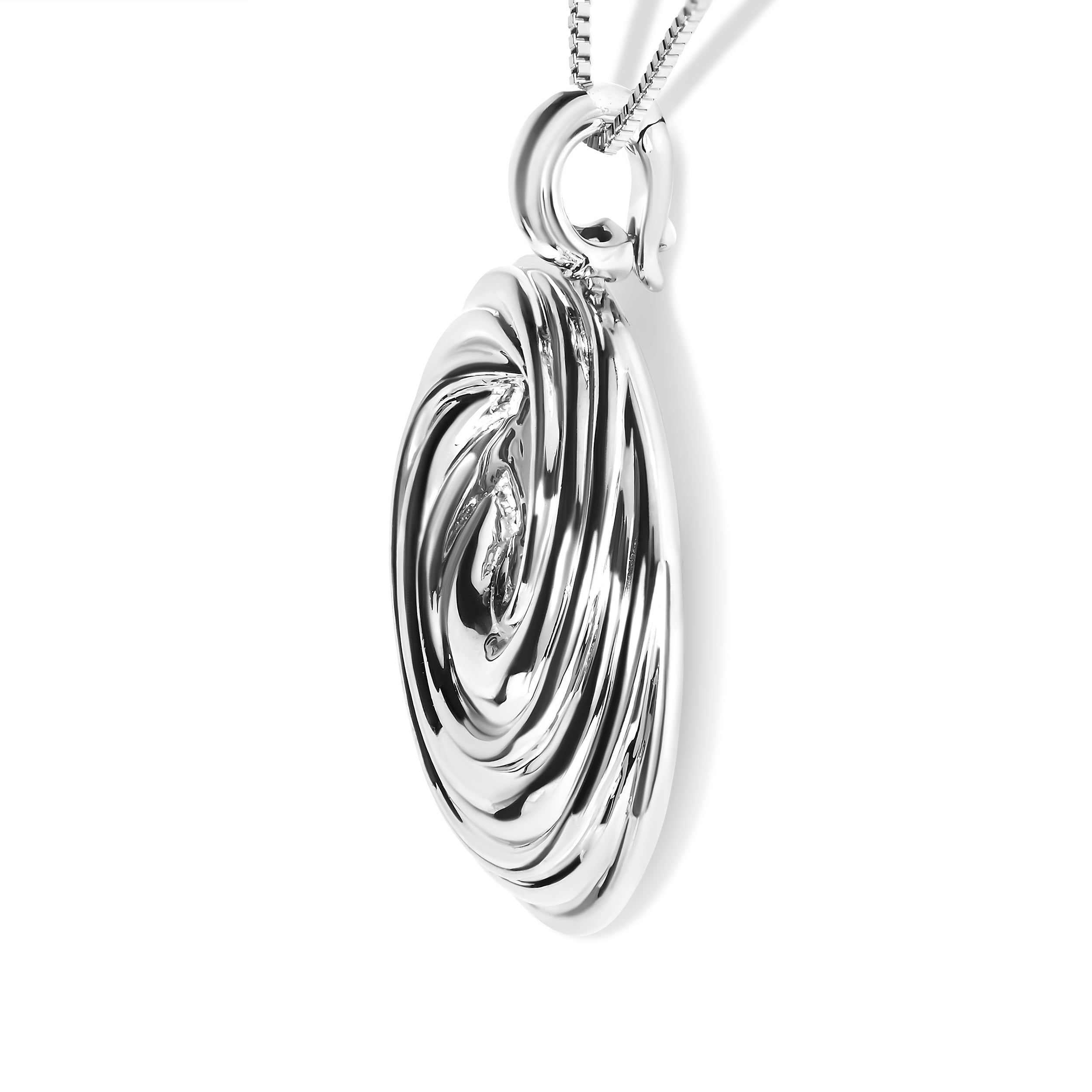 .925 Sterling Silver Endless Wave Swirl Statement Medallion 18" Pendant Necklace on sale at MyriadMart