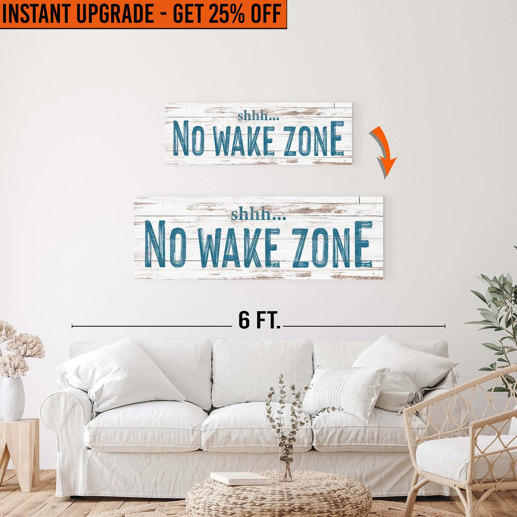 Upgrade Your 36x12 Inches Canvas 'No Wake Zone Sign XIII' To 48x16 Inches Canvas on sale at MyriadMart