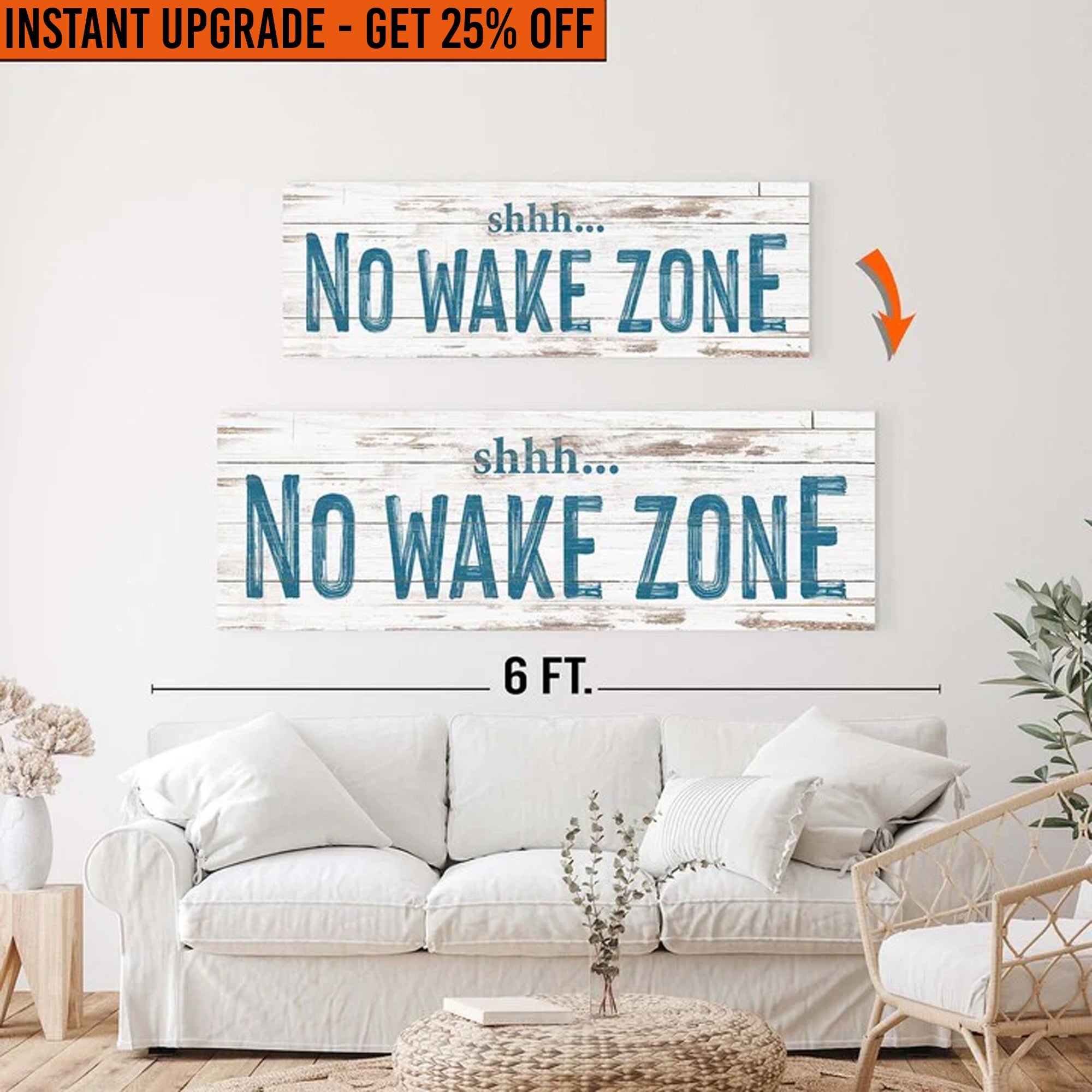 Upgrade Your 48x16 Inches Canvas 'No Wake Zone Sign XIII' To 60x20 Inches Canvas on sale at MyriadMart