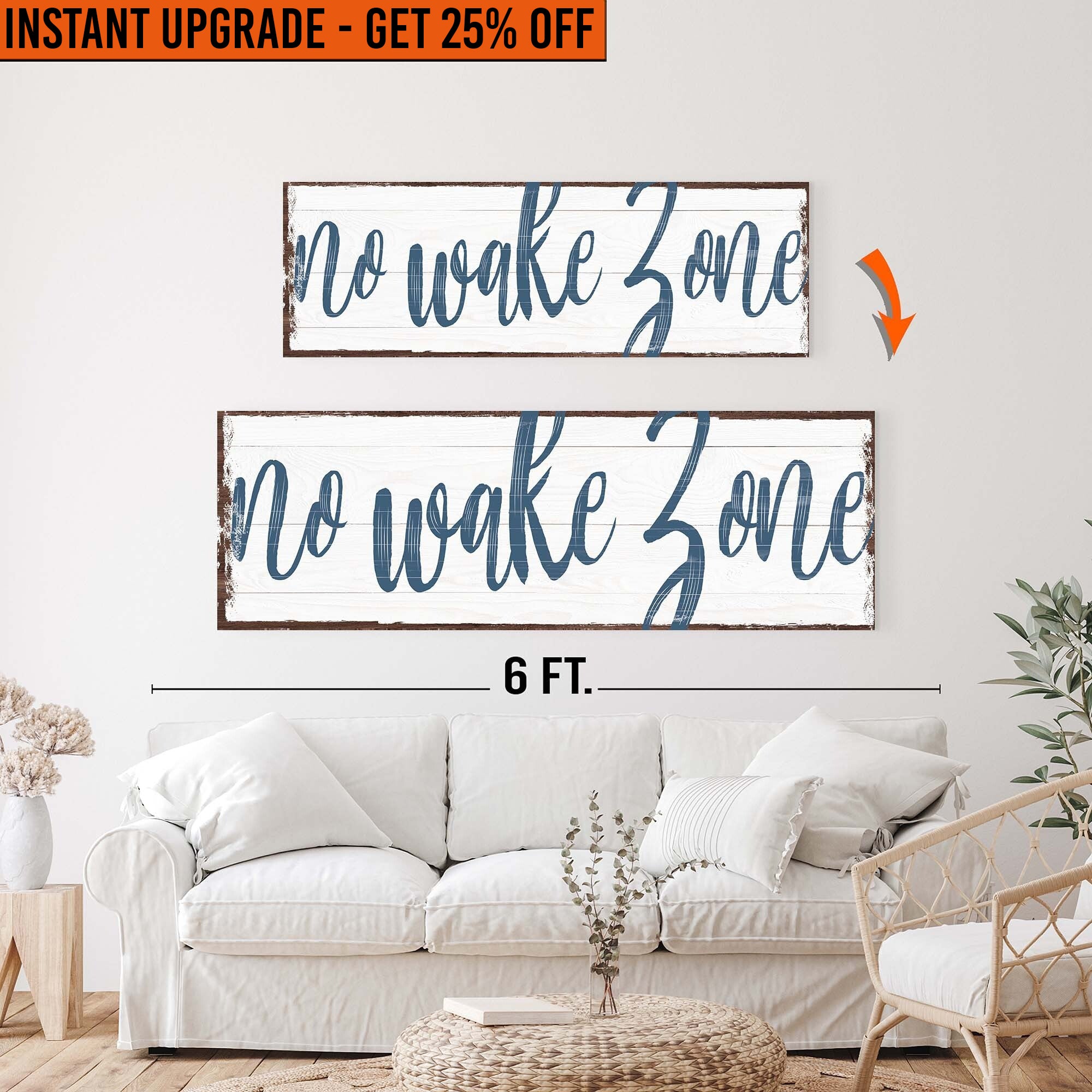 Upgrade Your 48x16 Inches Canvas 'No Wake Zone Sign XV To 60x20 Inches Canvas on sale at MyriadMart