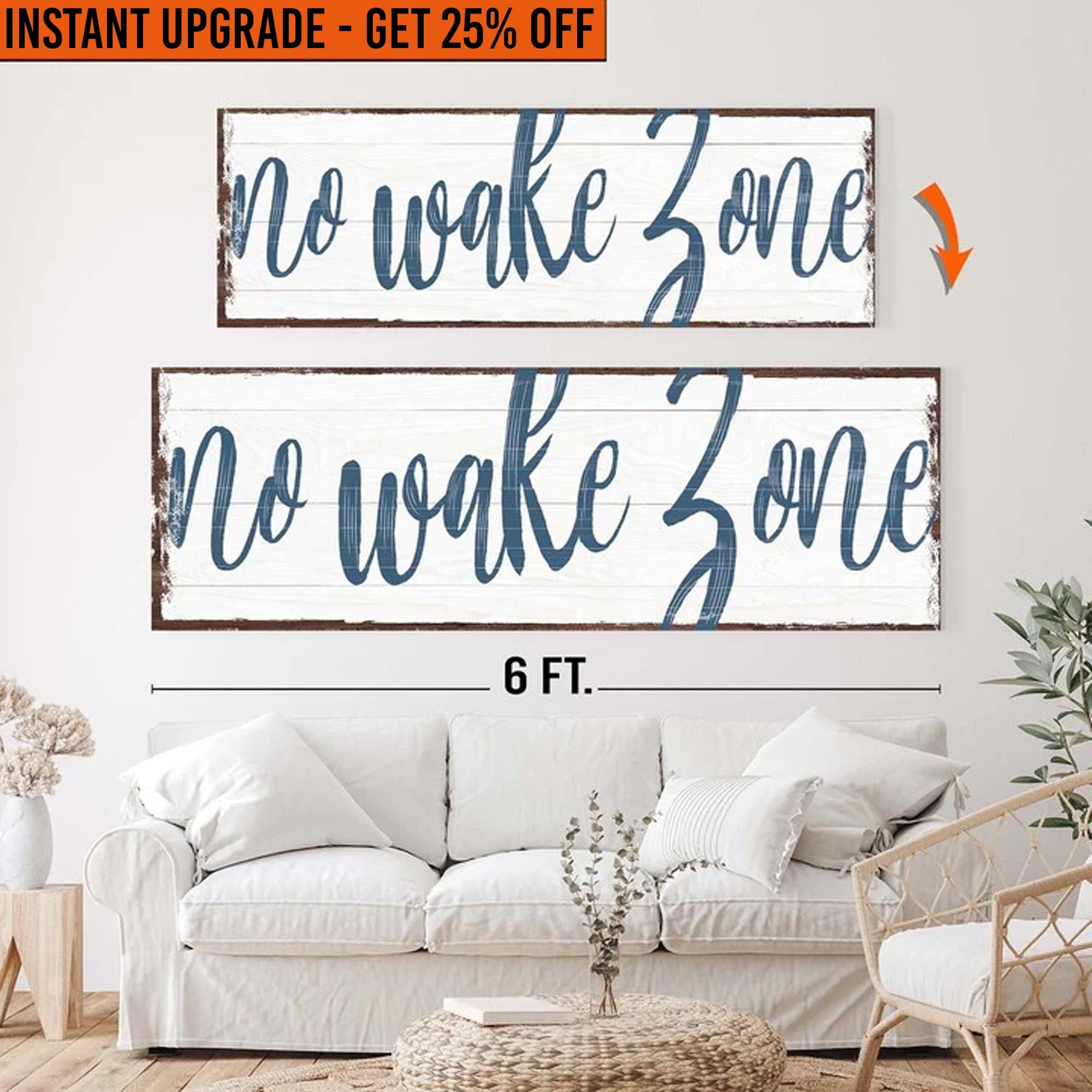 Upgrade Your 20x60 Inches 'No Wake Zone Sign XV Canvas To 24x72 Inches on sale at MyriadMart