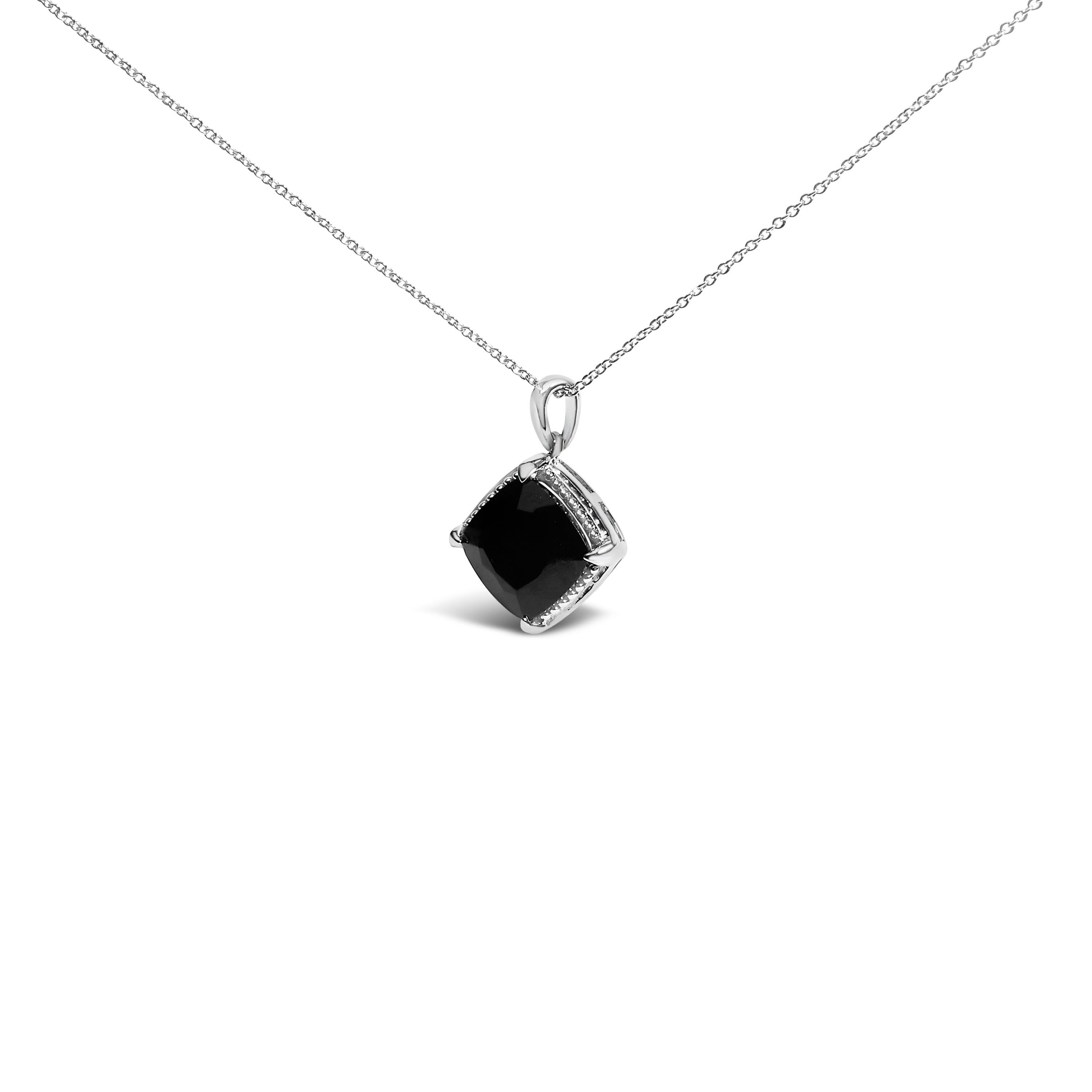 Sterling Silver Cushion Onyx 3-Piece Jewelry Set Ring Earrings Pendant 18 Inch Cable Chain on sale at MyriadMart